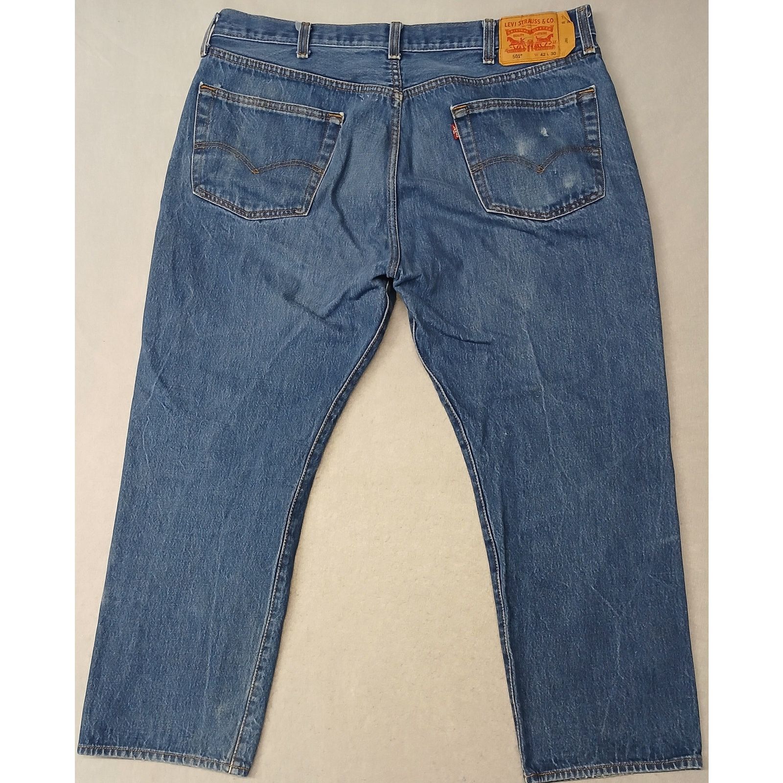 Levi's Levis (42x30) Men's Tapered Straight Fit Blue Denim Jeans Size US 42 / EU 58 - 11 Thumbnail