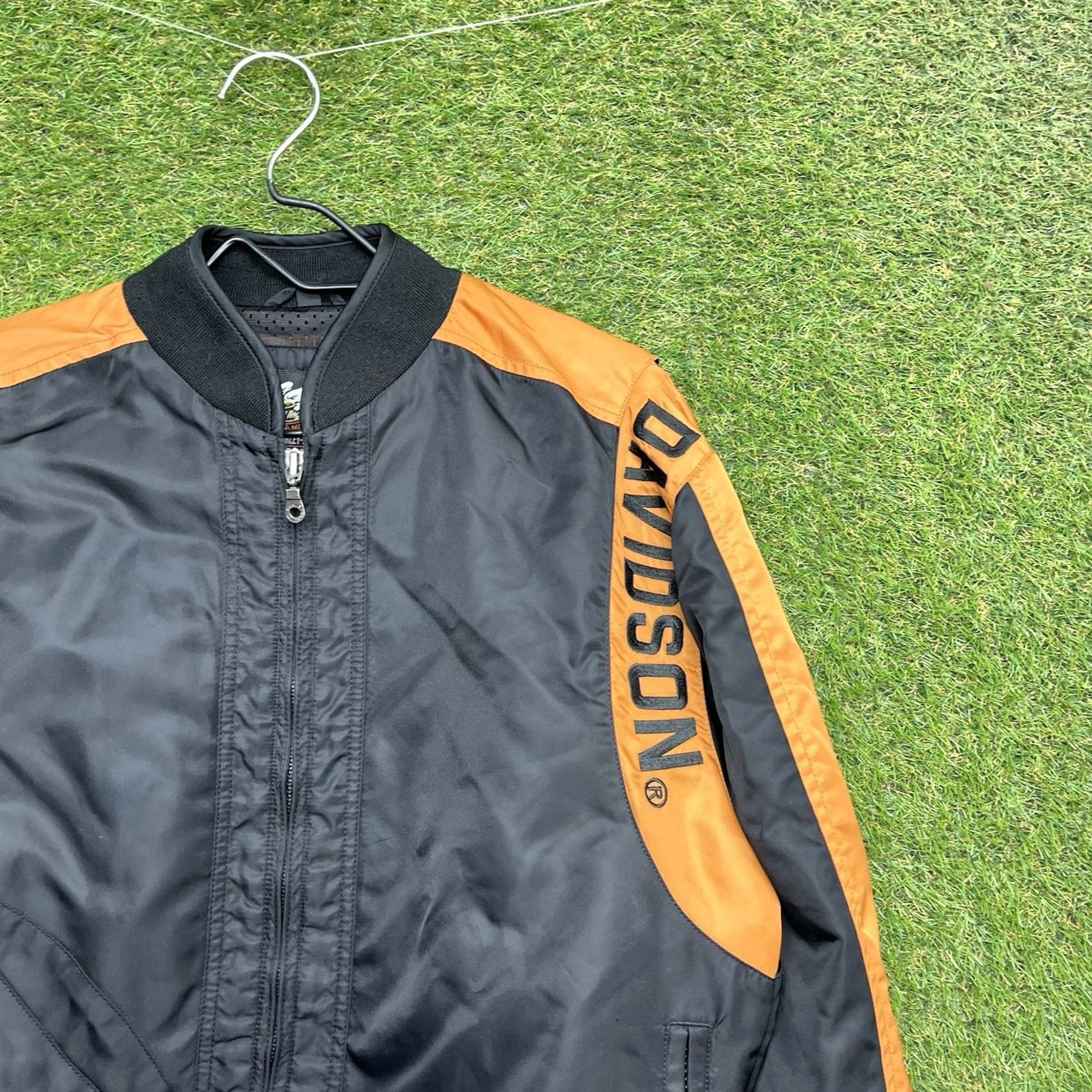Harley Davidson Harley-Davidson Nylon Jacket Mens M Black Orange Softshell Zip Racing Jacket All Seasons Regular In Nylon Exterior Shell Lining Leather 2000s Size US M / EU 48-50 / 2 - 6 Thumbnail