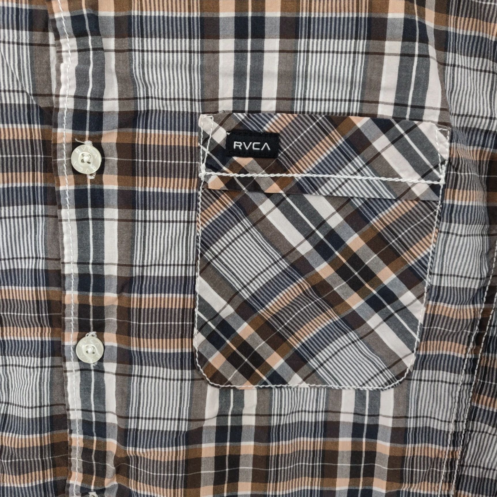 RVCA RVCA Shirt Mens M Yellow Plaid Long Sleeve Button-Up Regular Fit Size US M / EU 48-50 / 2 - 5 Thumbnail