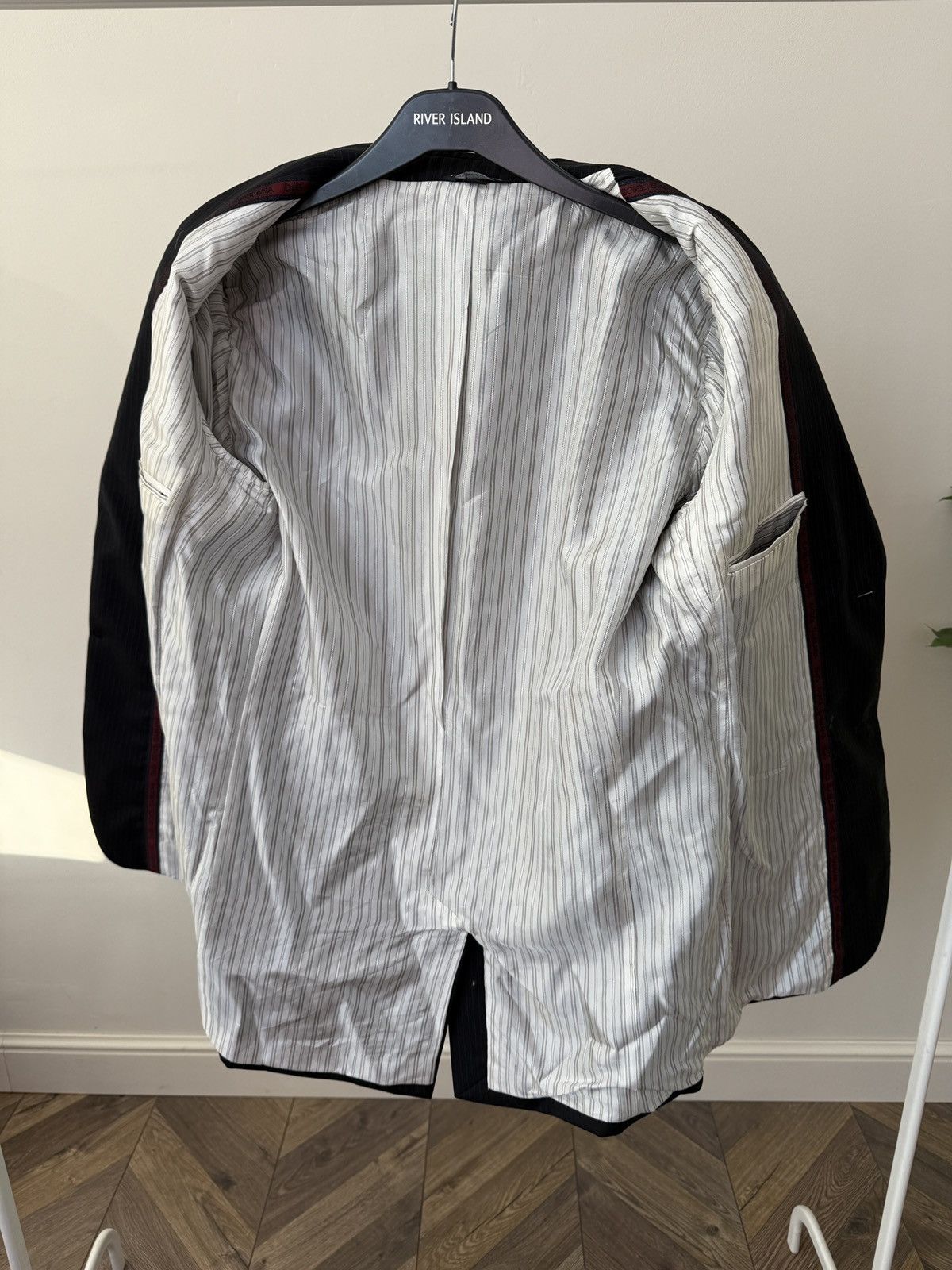 Dolce & Gabbana Vintage Dolce & Gabbana Black Pinstripe Suit Size 50R - 10 Thumbnail