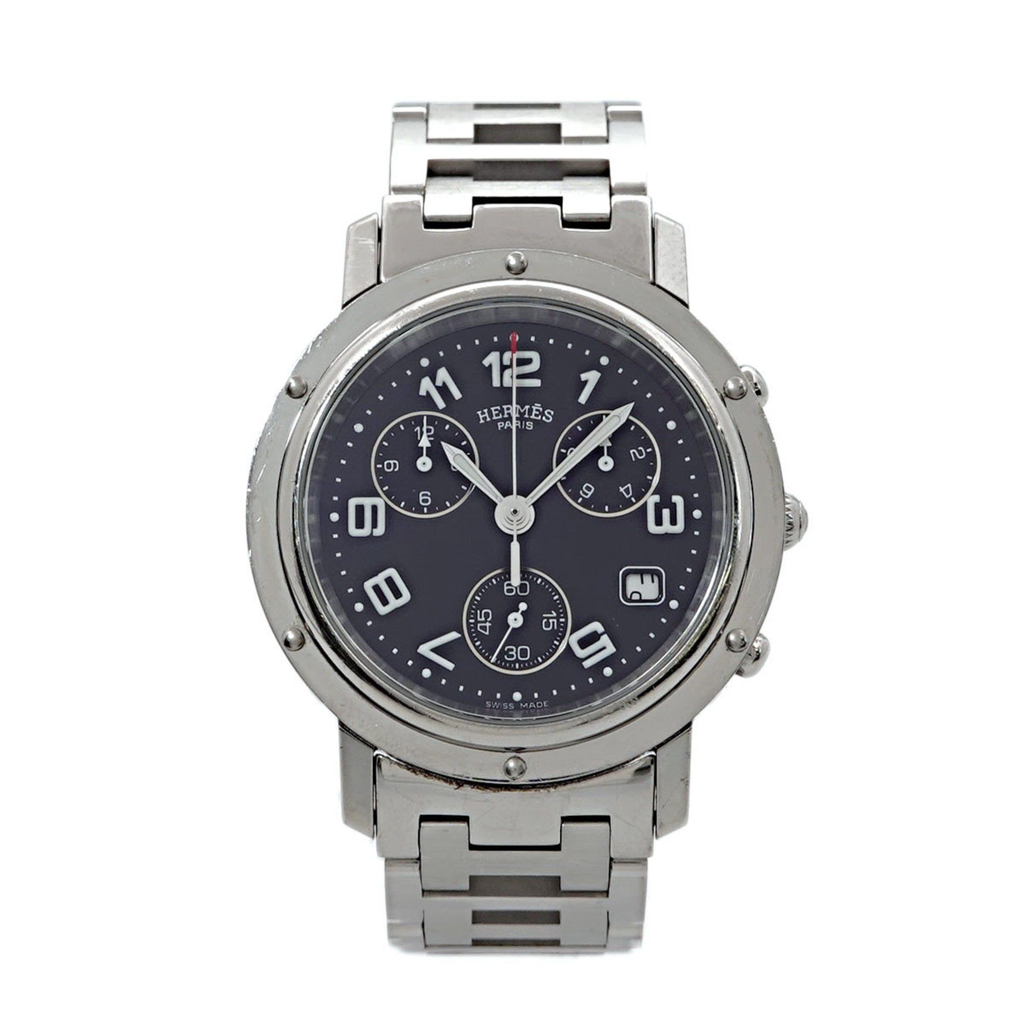 image of Hermes Clipper Chronograph Cl1.910 Men's Watch Date Black Dial Quartz