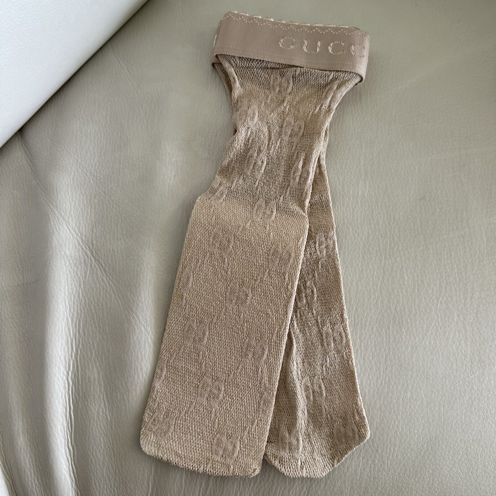 Gucci NEW GUCCI SOCKS BEIGE NUDE GG PRINT LUREX LACE SIZE M Size ONE SIZE - 3 Thumbnail