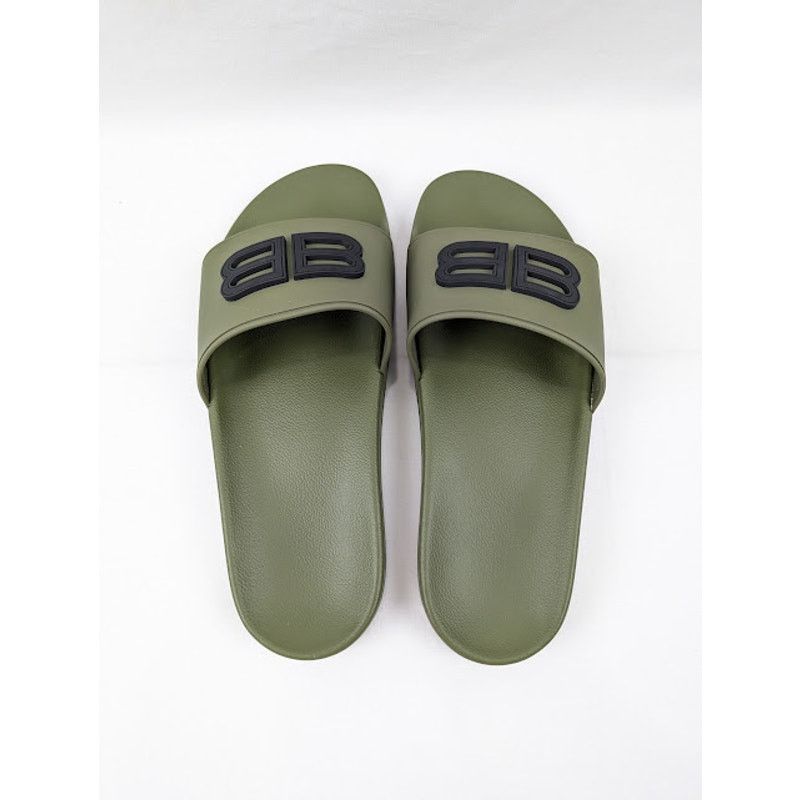 Balenciaga o1rshd1 BB Injecfion Pool Slides in Khaki Size US 9 / EU 42 - 19 Thumbnail