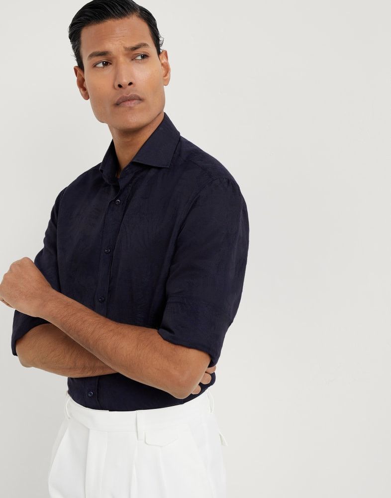 Brunello Cucinelli o1w1db10825 Shirt in Navy Blue Size US L / EU 52-54 / 3 - 2 Thumbnail