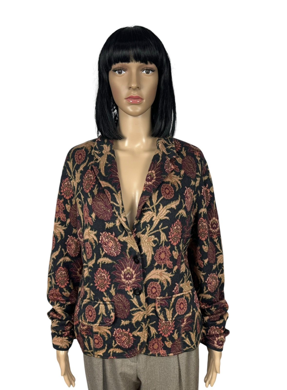 Other Peruvian Connection Pima Cotton Blazer Floral Printed Knit Size L / US 10 / IT 46 - 1 Thumbnail