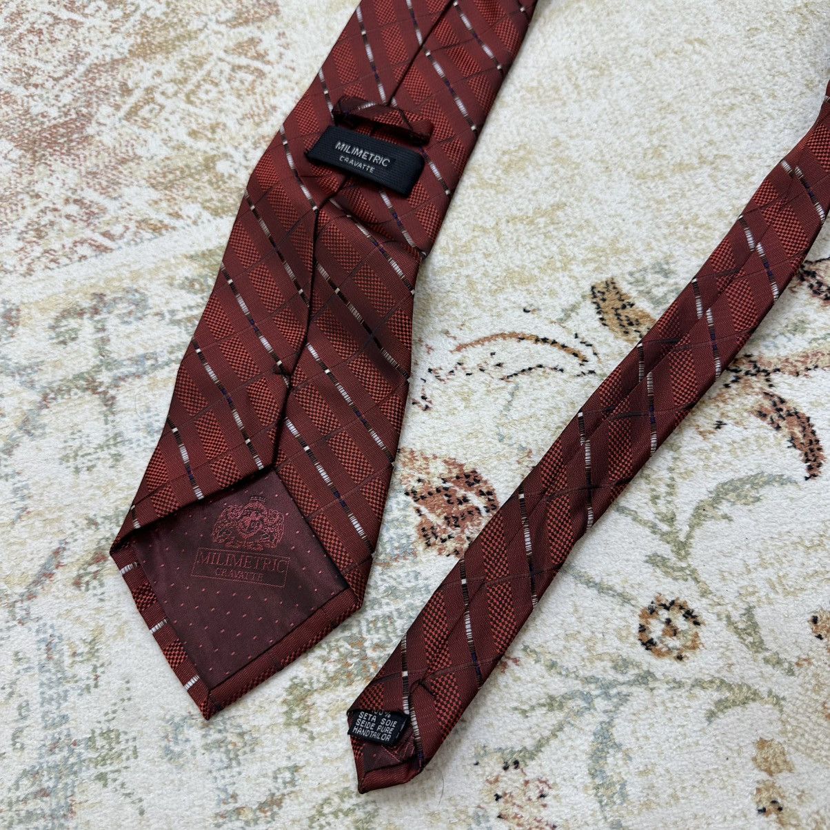 Designer Vintage Milimetric Tie Cravatte Italy style Old Money Y2K Size ONE SIZE - 6 Thumbnail