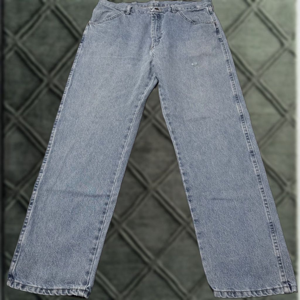 Denime Rustler Jeans Men Denim Light Wash 5-Pocket Pockets Regular Straight Zip Fly 36x30 Blue Jeans Size US 36 / EU 52 - 1 Thumbnail