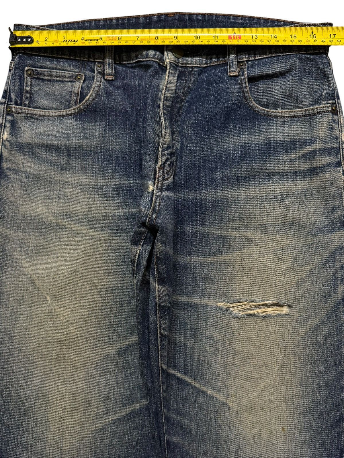 Uniqlo Vintage Y2K Japanese Uniqlo Mud Wash Distress Wide Leg Baggy Size US 33 - 8 Thumbnail
