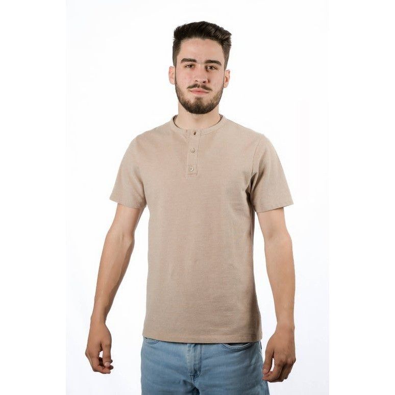 Other Men's Beige Henley Shirt Short Sleeve Casual Fit XXL Size US XXL / EU 58 / 5 - 3 Thumbnail