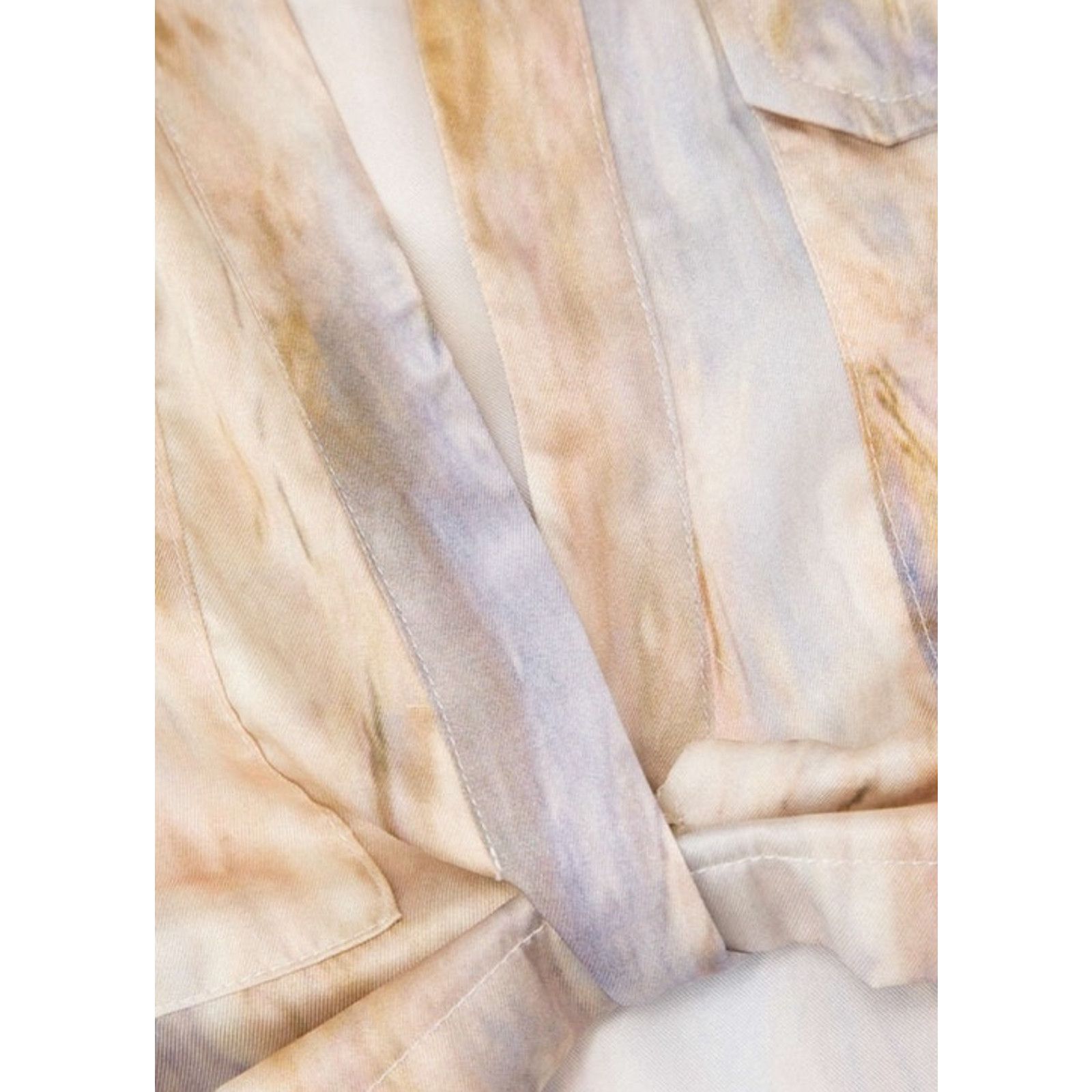 Other Multicolor Marble Print Twist Hem V-Neck Pocketed Crop Shirt Size XXL / US 16-18 / IT 52-54 - 4 Thumbnail