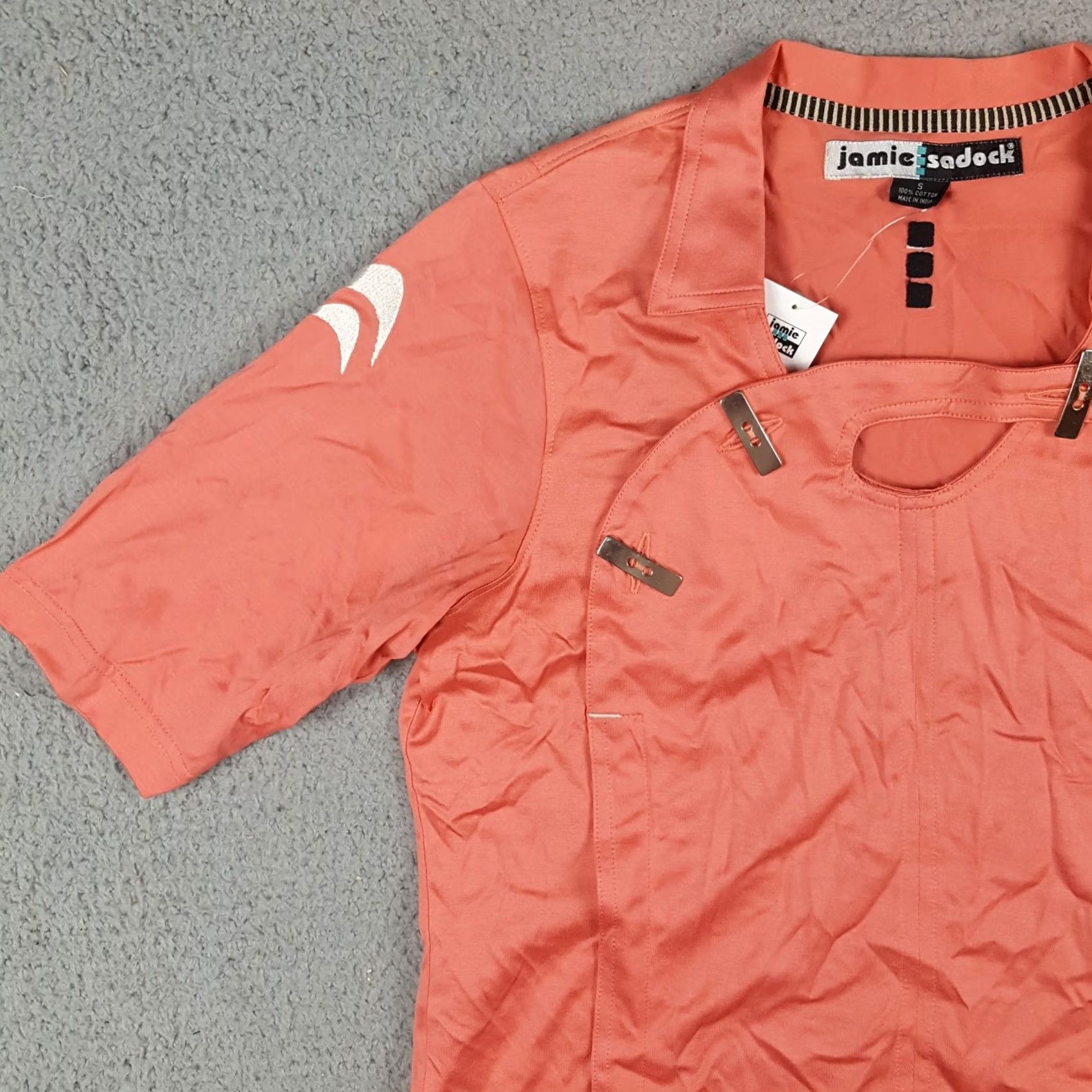 Vintage VINTAGE Jamie Sadock Polo Shirt Womens S Pink Short Sleeve Golf Knit 100% Cotton Y2K 90s Preppy Retro Sport Polo Size S / US 4 / IT 40 - 3 Thumbnail