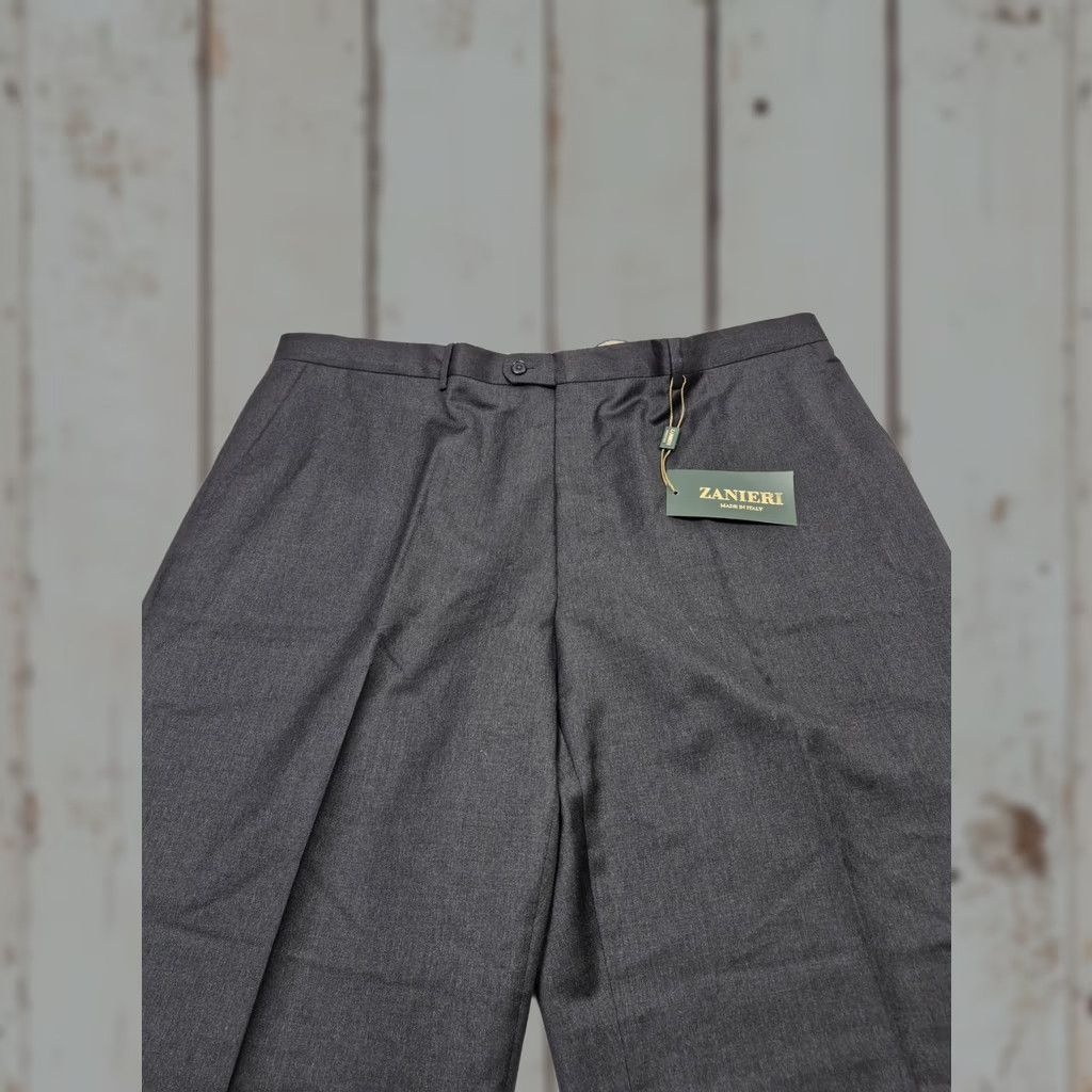 Vintage Zanieri Dress Pants Men 46x36 Gray Wool Flat Front Straight Unhemmed Italy NWT Size US 30 / EU 46 - 1 Thumbnail