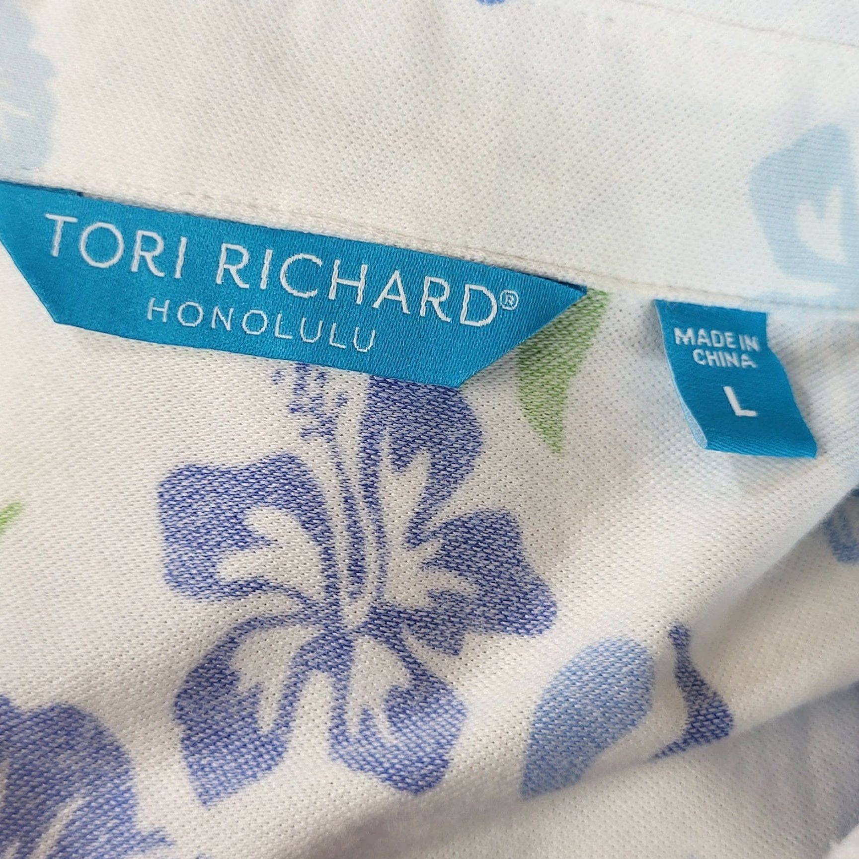 Tori Richard Tori Richard Polo Shirt Mens L Hawaiian Tropical Floral Hibiscus White Blue Shirts Golf Beach Tropical Multicolor 90s? Size US L / EU 52-54 / 3 - 3 Thumbnail
