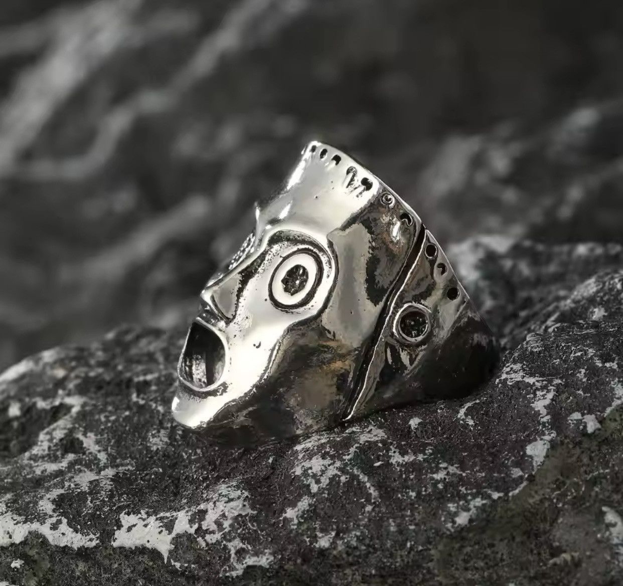 Jewelry × Vintage Retro Skull Mask Ring Size ONE SIZE - 4 Thumbnail
