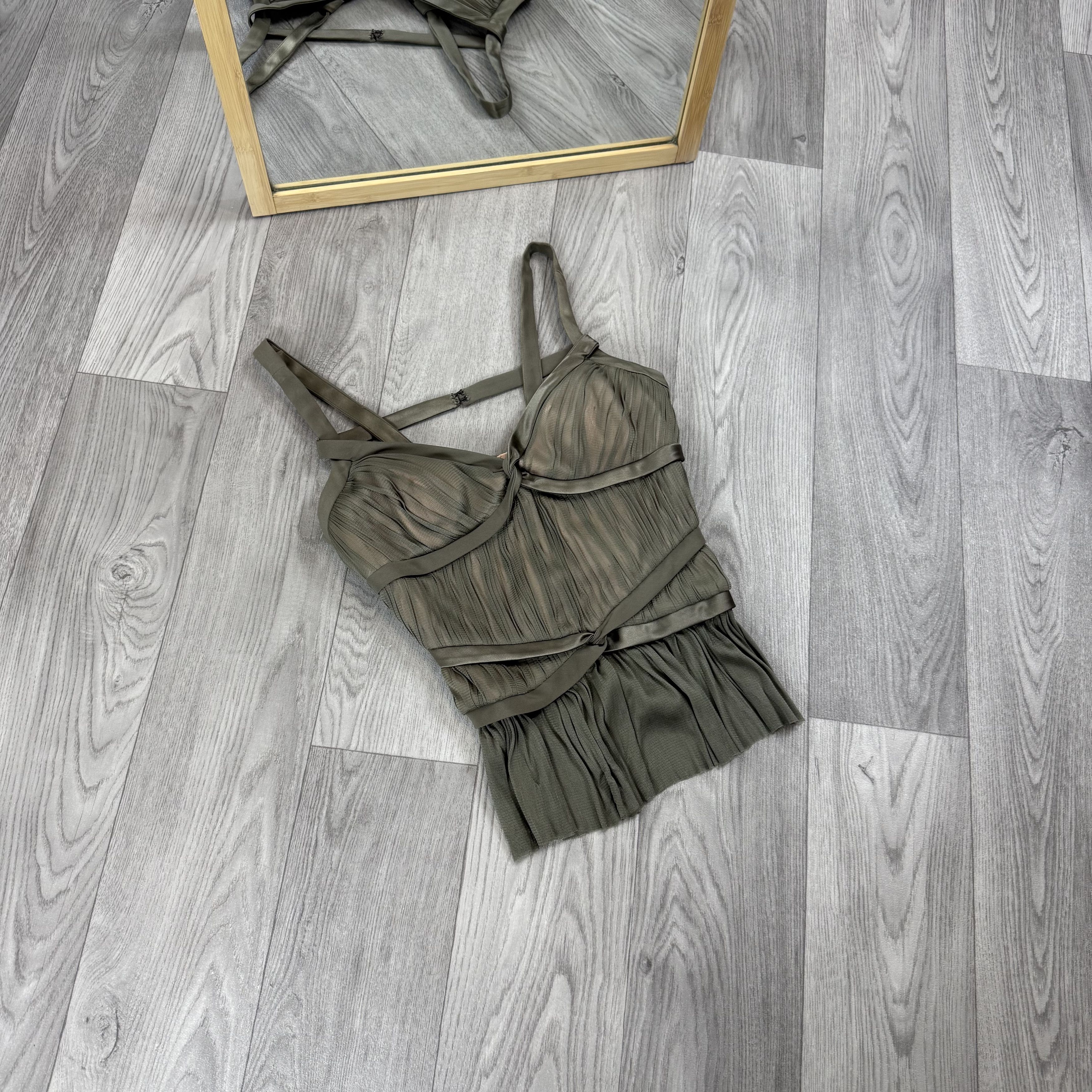 Vintage Vintage Amanda Wakeley 00s Silk Corset Style Crop Top Blouse Size M / US 6-8 / IT 42-44 - 4 Thumbnail