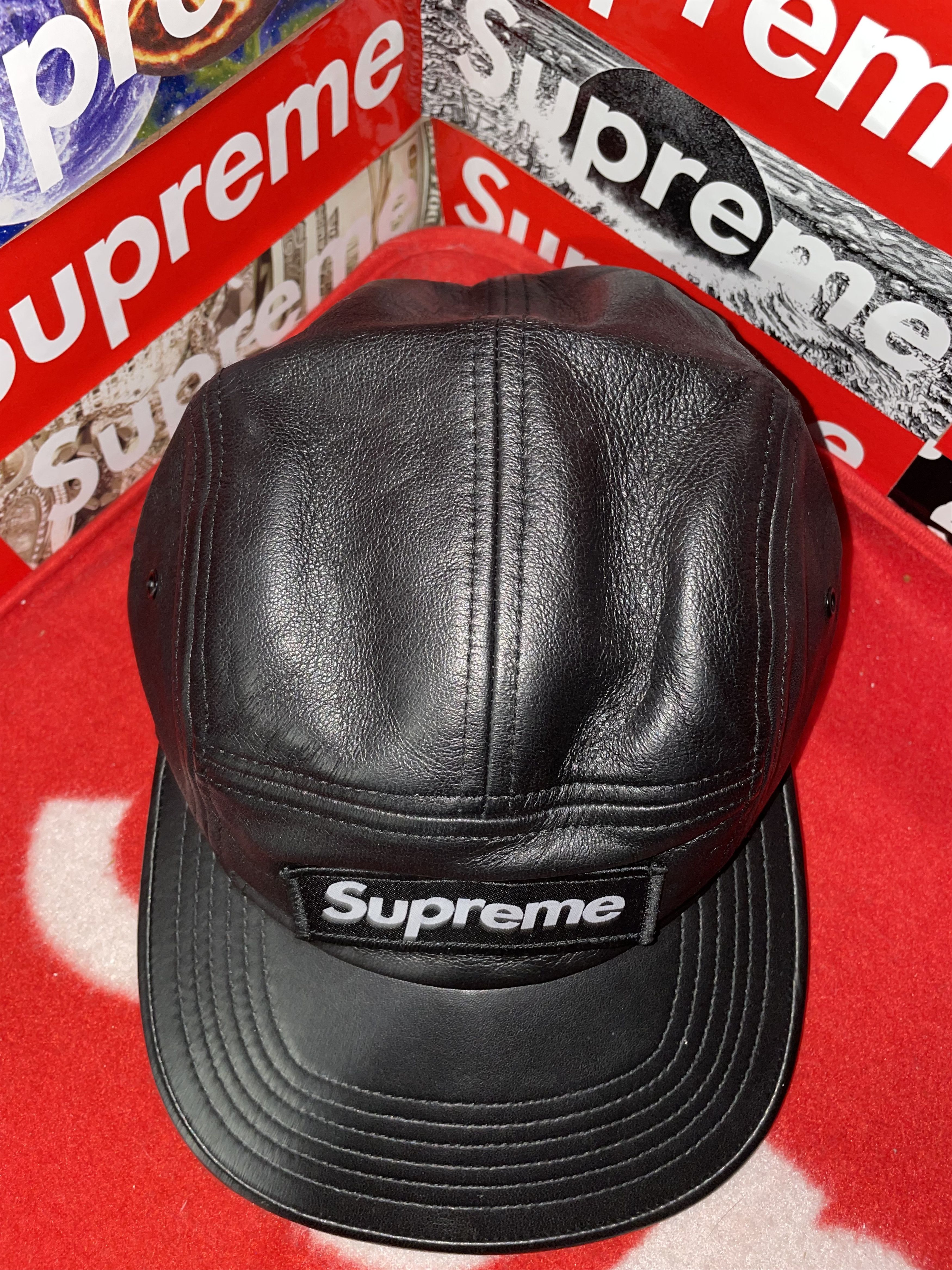 Supreme SUPREME LEATHER CAMP CAP BLACK SS16 NEW WITH TAGS Size ONE SIZE - 2 Thumbnail