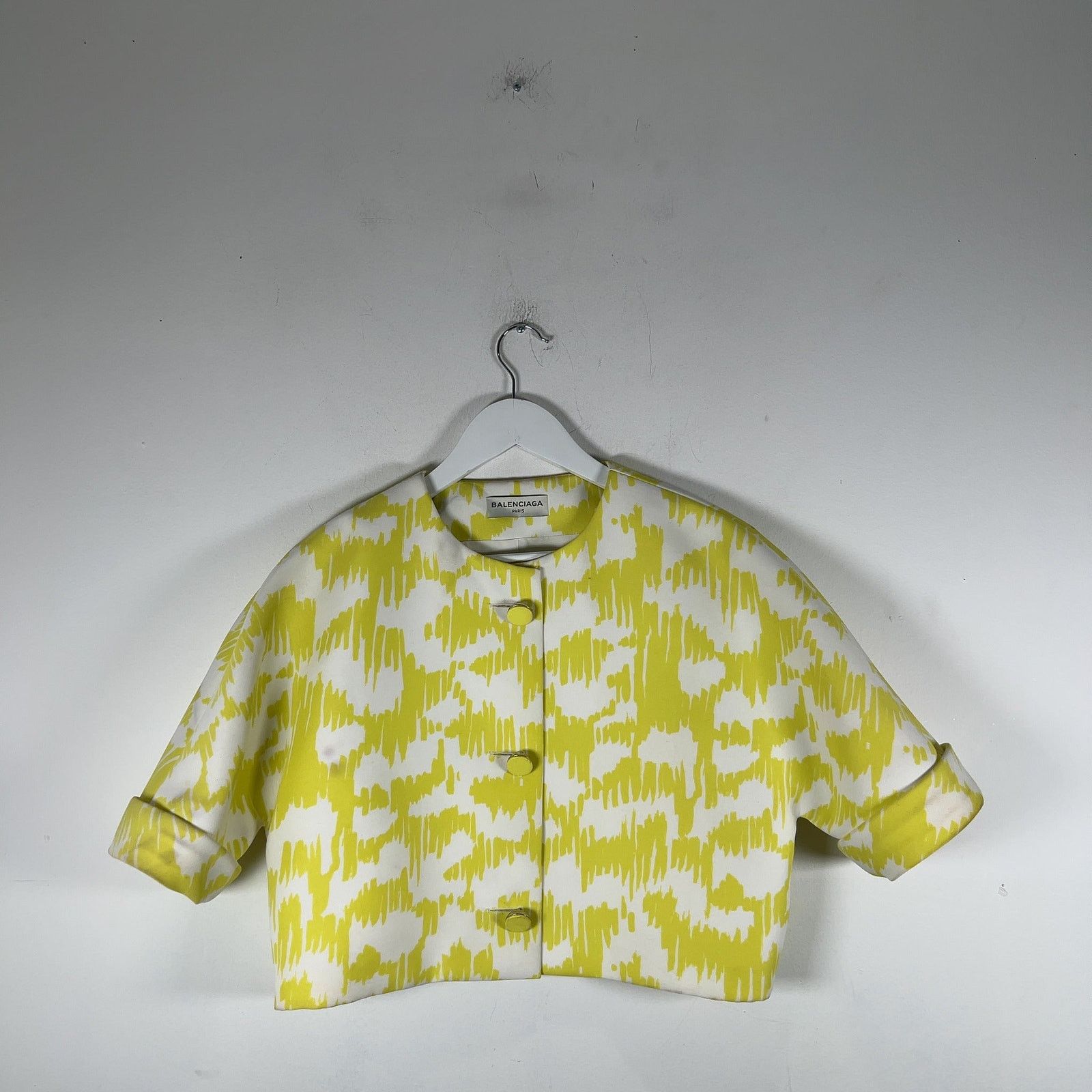 Balenciaga Balenciaga Crop Jacket White/Yellow Size M Size M / US 6-8 / IT 42-44 - 1 Thumbnail