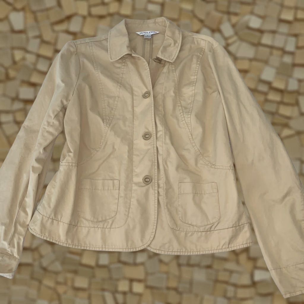 Pendleton Pendleton Womens Lightweight Work Jacket Blazer Beige Large Size L / US 10 / IT 46 - 1 Thumbnail