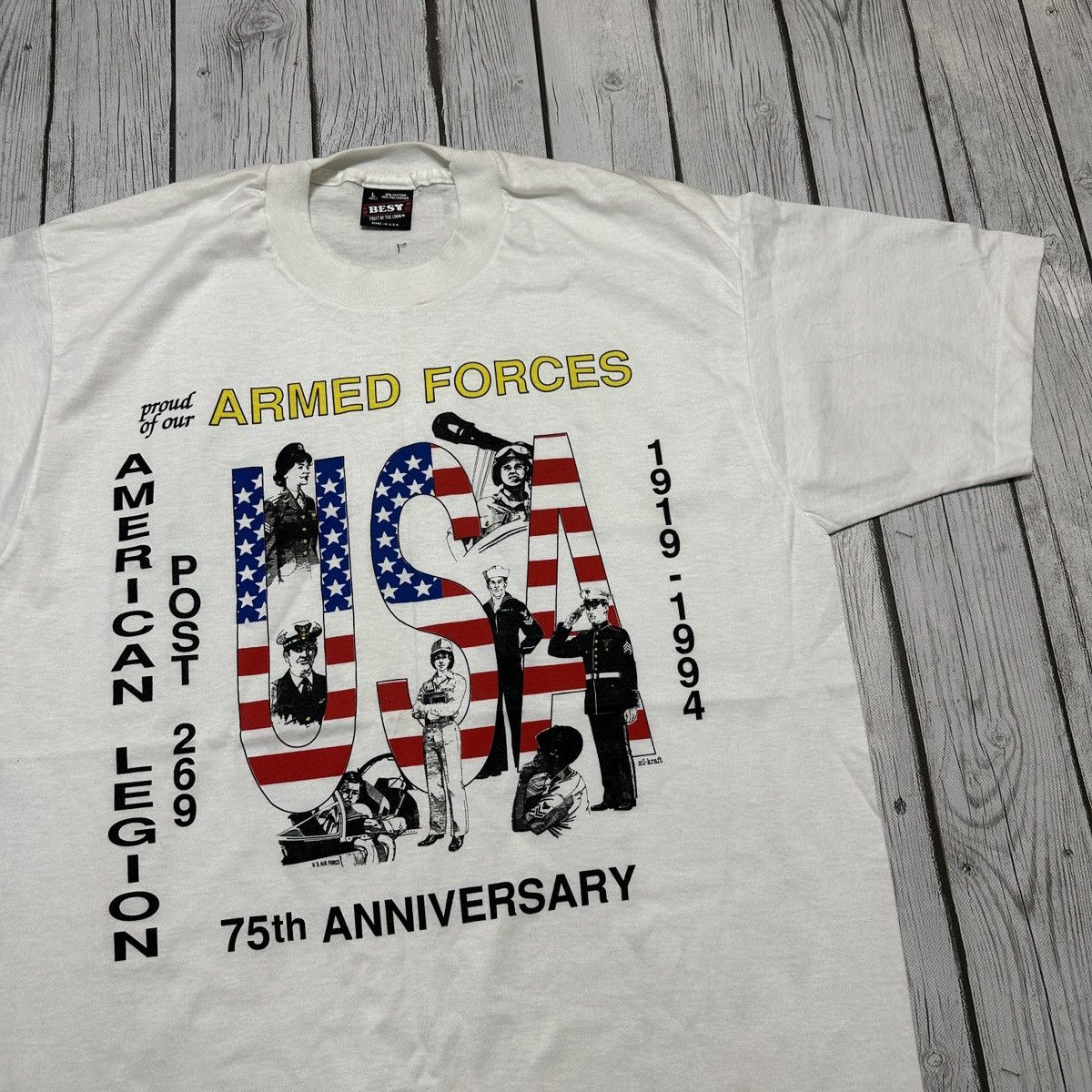 Fruit Of The Loom × Vintage Vintage USA Armed Forces tee Size US L / EU 52-54 / 3 - 3 Thumbnail