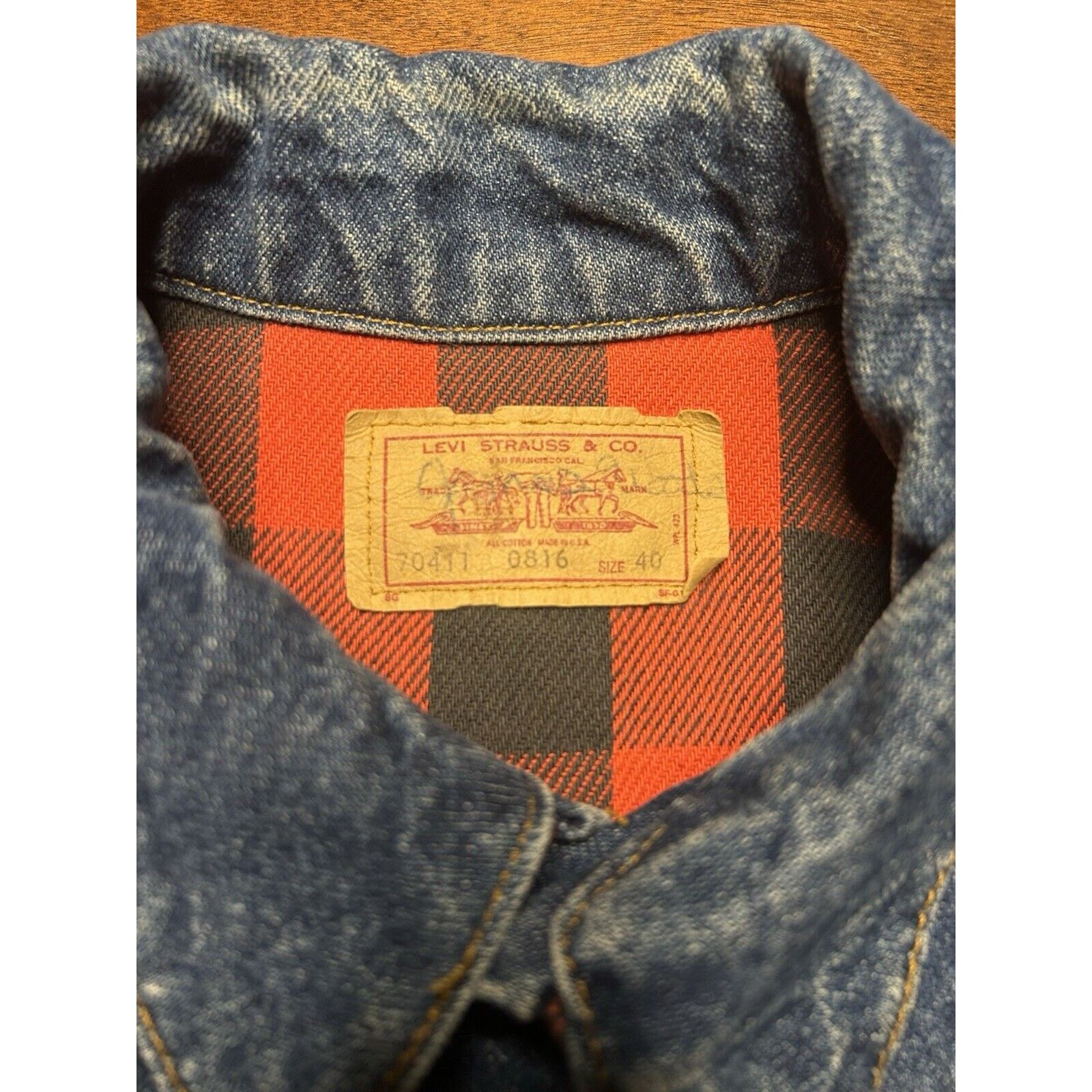 Levi's VTG 80s Levi's Flannel Lined Denim Trucker Jacket 70411-0816 Size US M / EU 48-50 / 2 - 3 Thumbnail