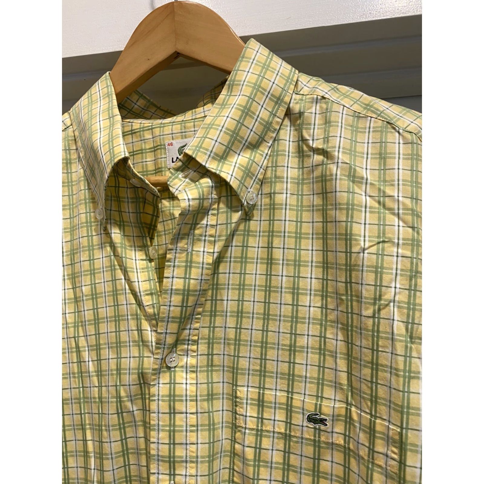 Izod IZOD Button-Down Shirt Mens XL Check Long Sleeve Green Yellow Cotton Regular 46/XL 32” collar to hem Size US XL / EU 56 / 4 - 3 Thumbnail