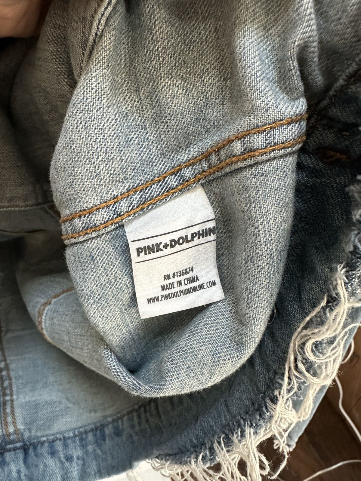 Pink Dolphin Frayed Faded Denim Jacket Size US S / EU 44-46 / 1 - 7 Thumbnail