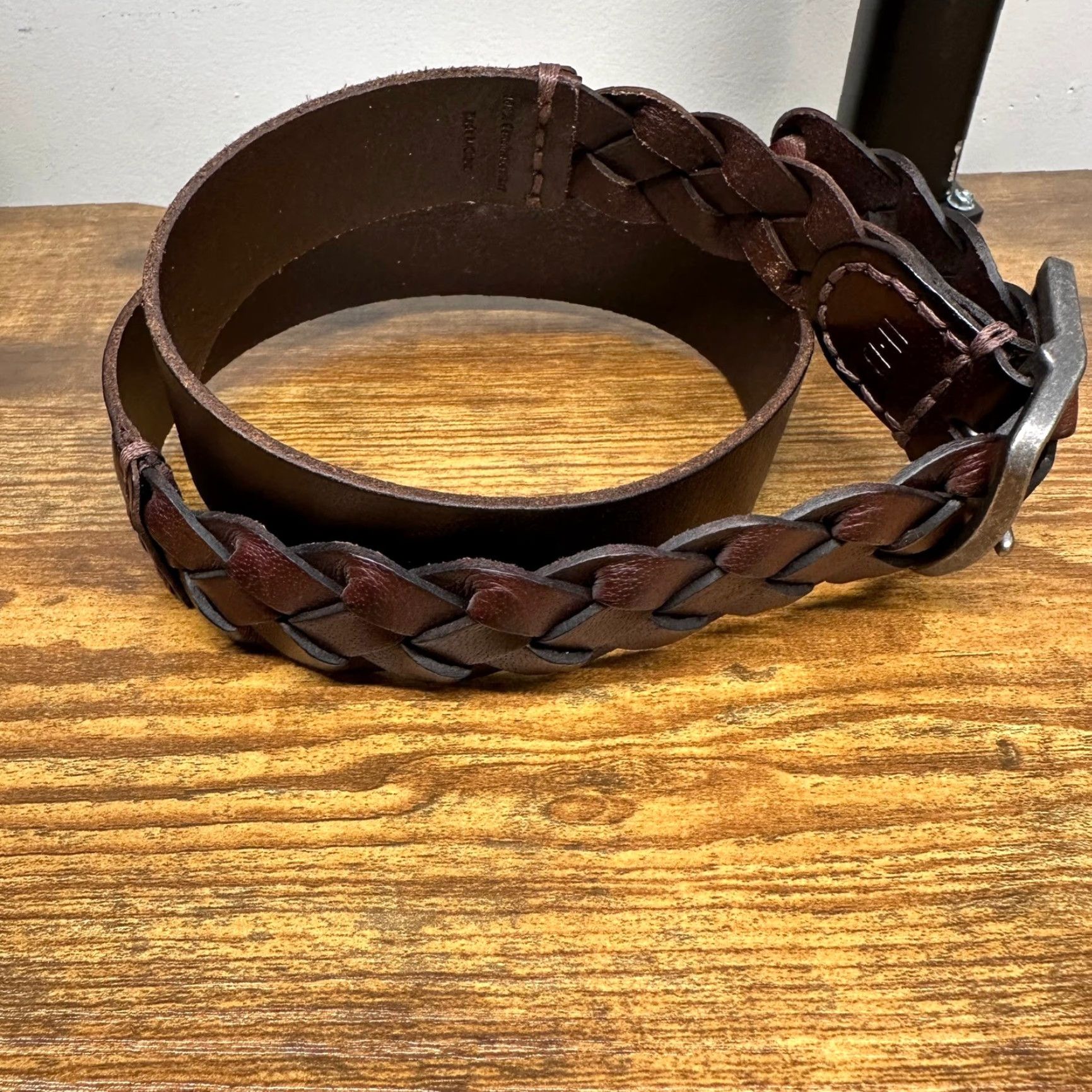 Abercrombie & Fitch Abercrombie & Fitch Belt Womens Brown Genuine Leather Braided AF Logo Buckle Wide 12" Size ONE SIZE - 4 Thumbnail
