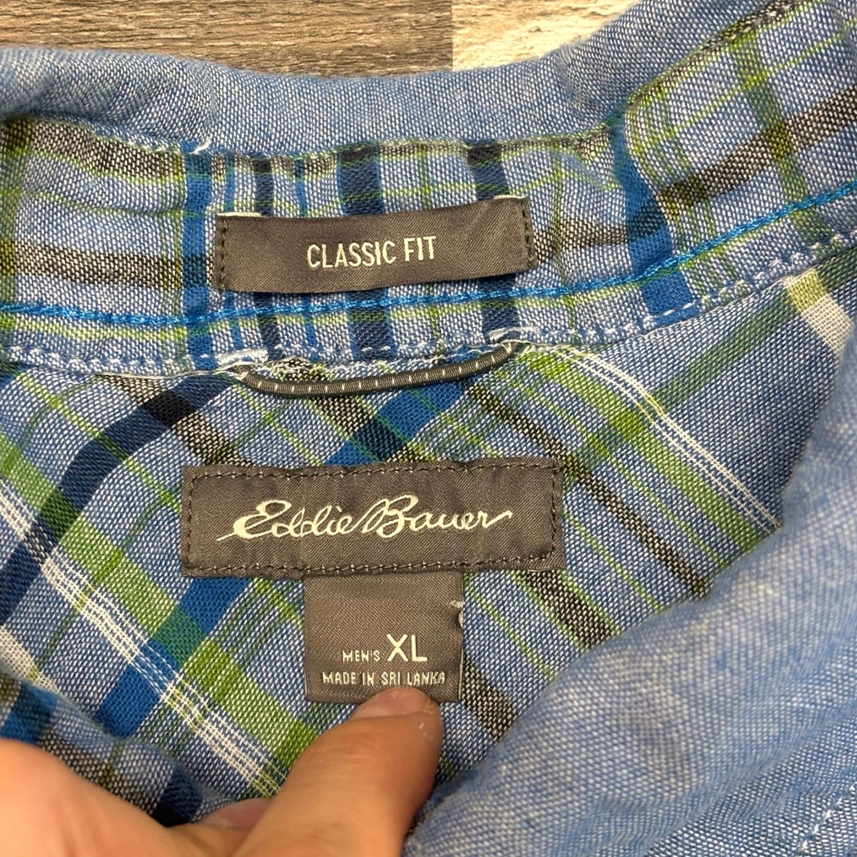 Eddie Bauer VINTAGE Eddie Bauer Blue Chambray Mens XL Plaid Lined Long Sleeve Button Down Shirt Size US XL / EU 56 / 4 - 4 Thumbnail
