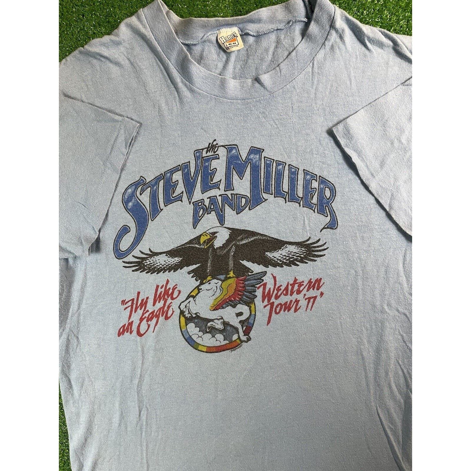 image of Vintage 70's Steve Miller Band Fly Large Band Tour Shirt Usa in Blue, Men's