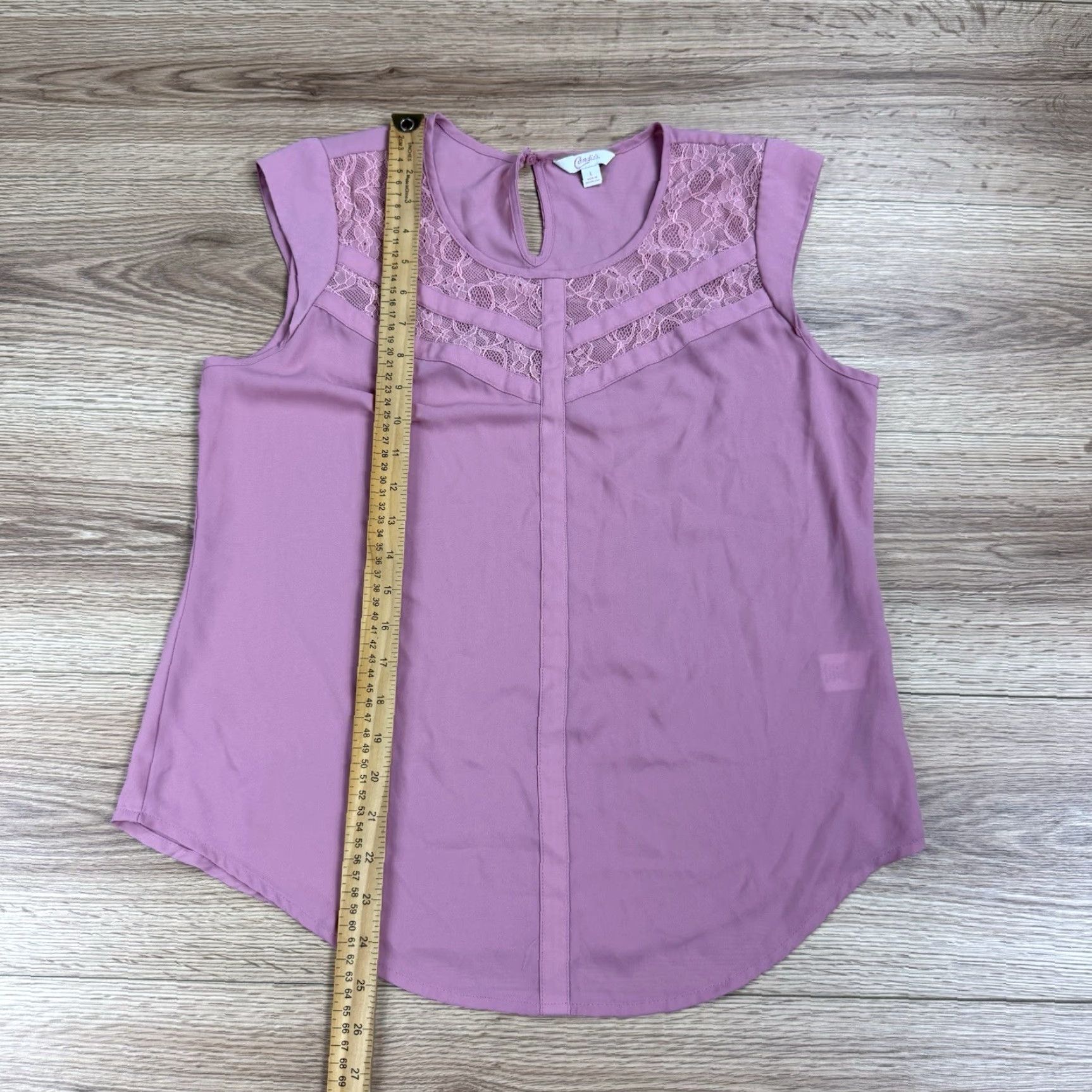 Vintage Candie’s Blouse Women L Lace Yoke Dusty Rose Pink Sleeveless Square Neck Shirt Womens L Size L / US 10 / IT 46 - 4 Thumbnail