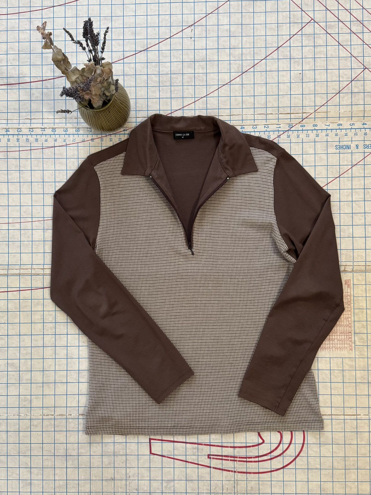 Comme Ca Ism × Japanese Brand Comme Ca Ism Houndstooth Long Sleeve Polo Shirt Mens Medium Size US M / EU 48-50 / 2 - 7 Thumbnail