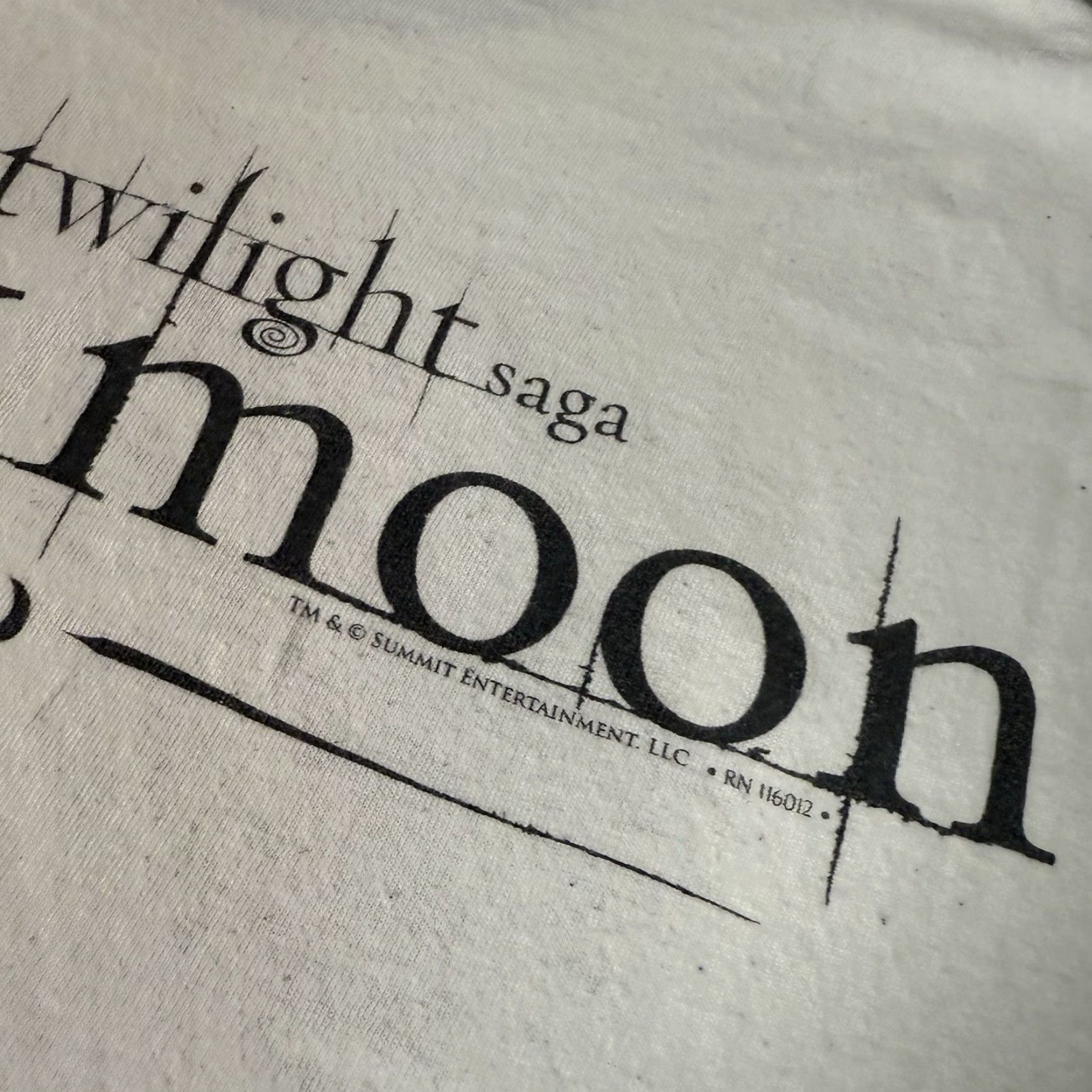 Gildan VINTAGE Twilight Shirt Mens M White New Moon Jacob Shirtless Movie Promo Distressed Shirt T-Shirt Graphic Print Crew Neck Cotton Knit Gildan Size US M / EU 48-50 / 2 - 7 Thumbnail