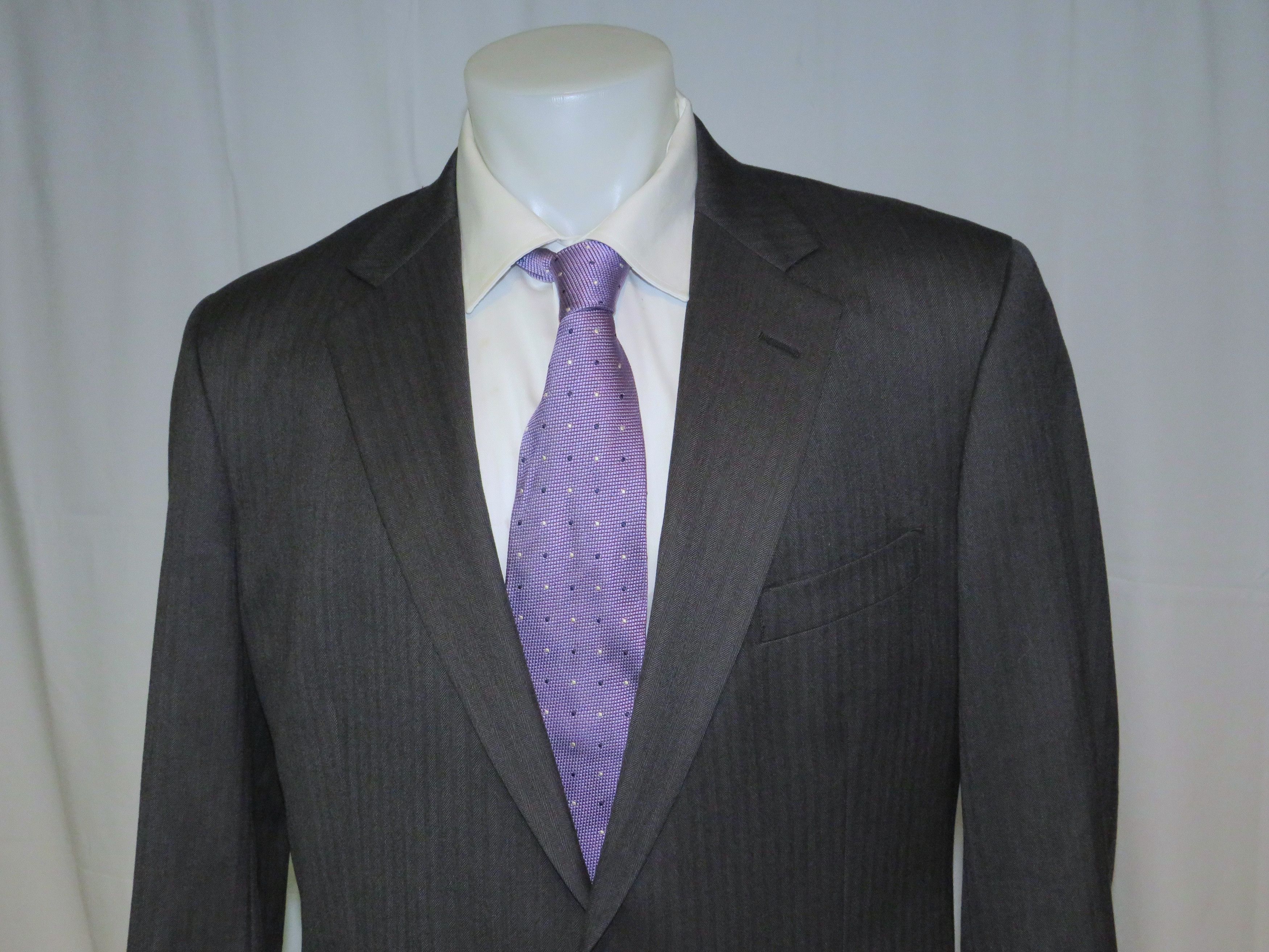 Brooks Brothers 1818 Madison Saxxon Gray Herringbone Two Button Suit 46XL Size 46L - 4 Thumbnail
