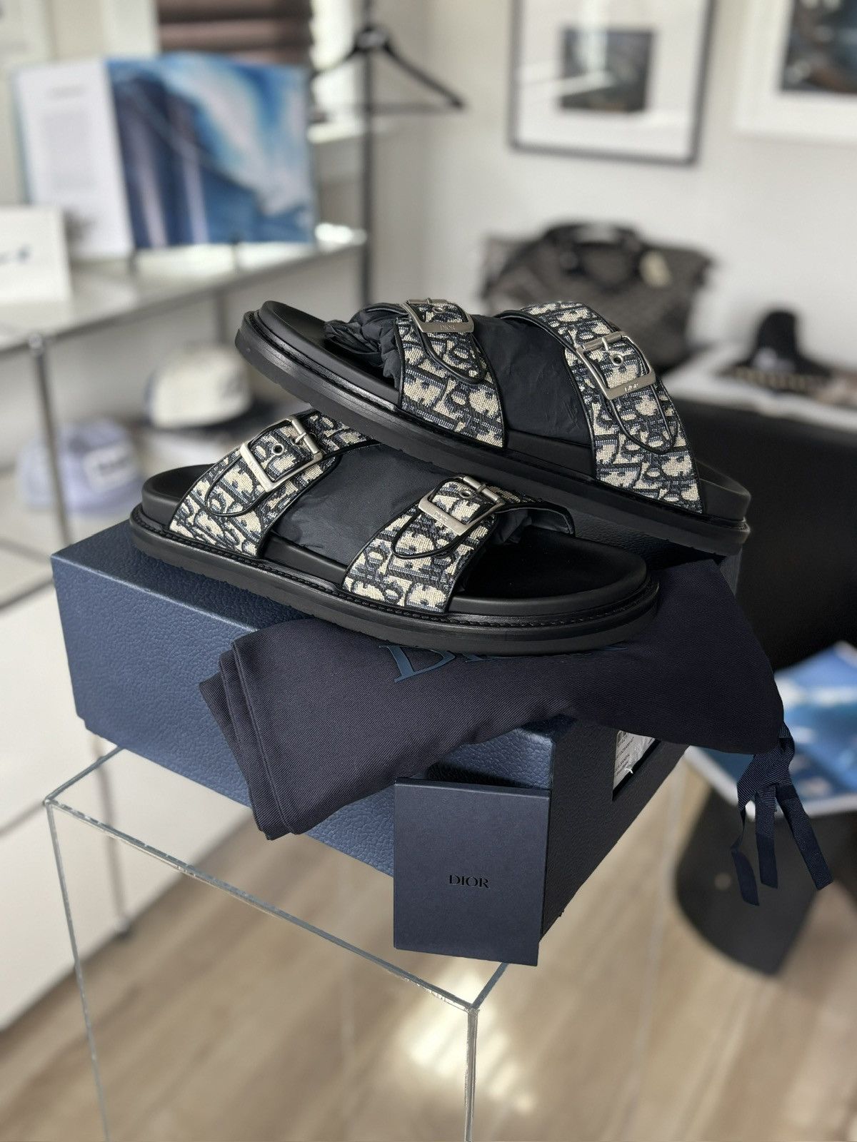 Dior DIOR | 47 | OBLIQUE LOGO SANDALS MULES Size US 14 / EU 47 - 5 Thumbnail