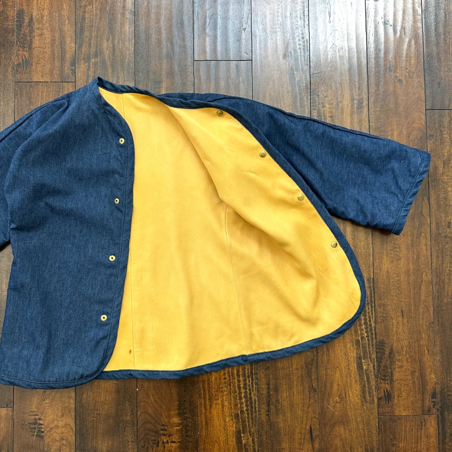 Denime Reversible Denim Leather Jacket - Rockabilly 1960s 70s Anorak Men L Blue Pockets Zip Button Size US L / EU 52-54 / 3 - 2 Thumbnail