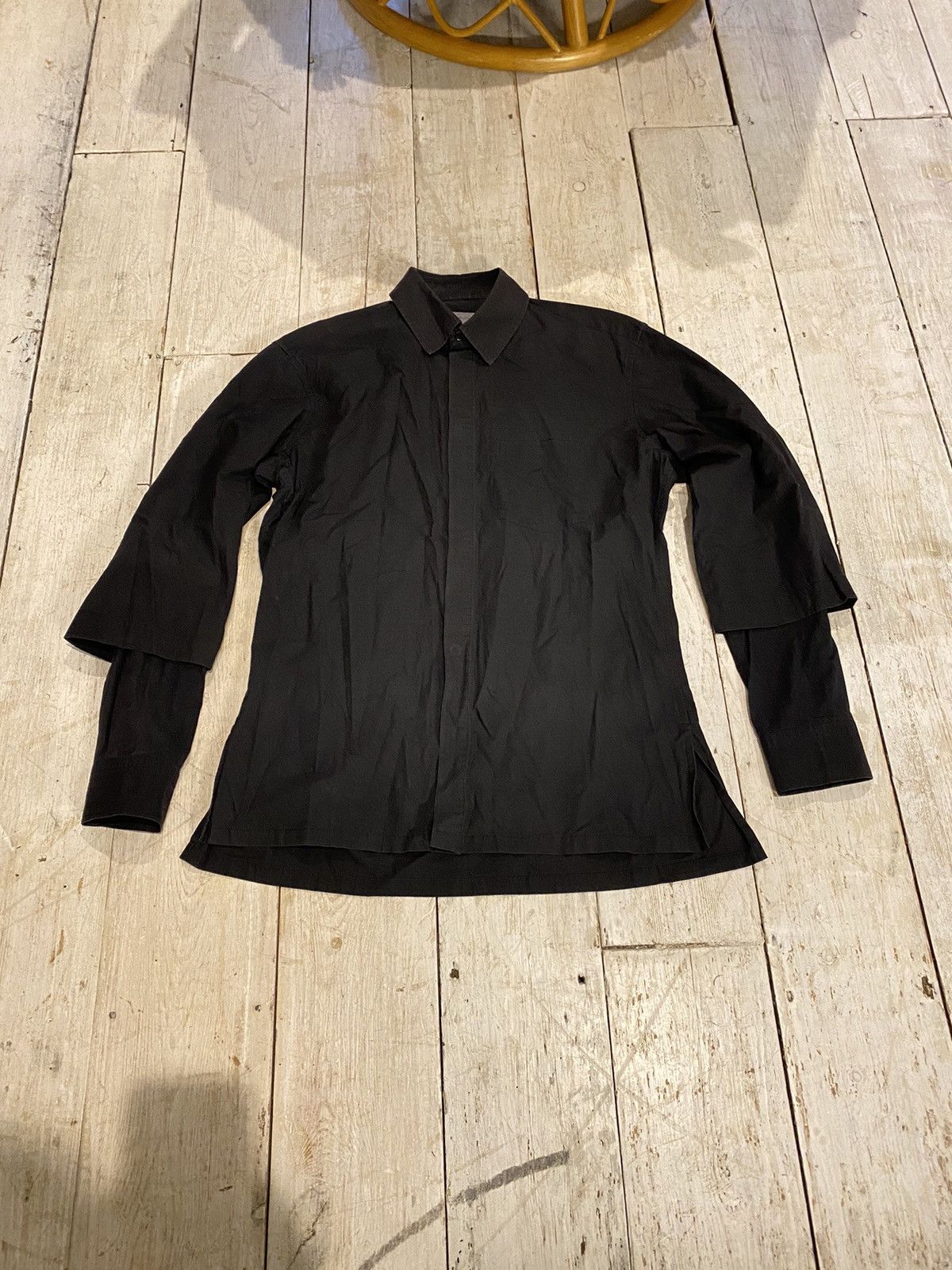 image of Yohji Yamamoto Pour Homme Double Sleeve Shirt in Black, Men's (Size Small)