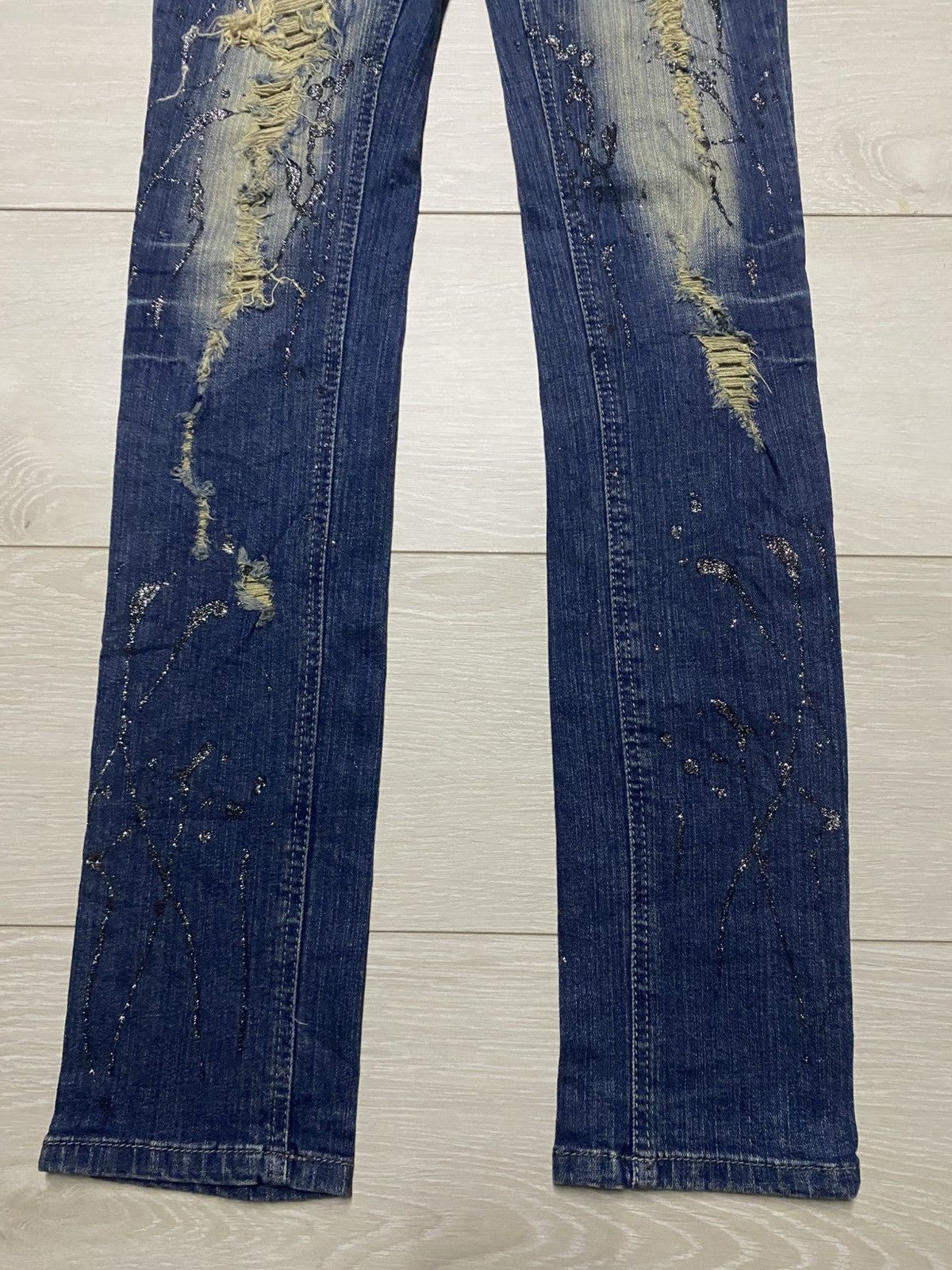 Japanese Brand Japanese Back & Forth Splatter Distressed Skinny Jeans Size US 28 / EU 44 - 5 Thumbnail