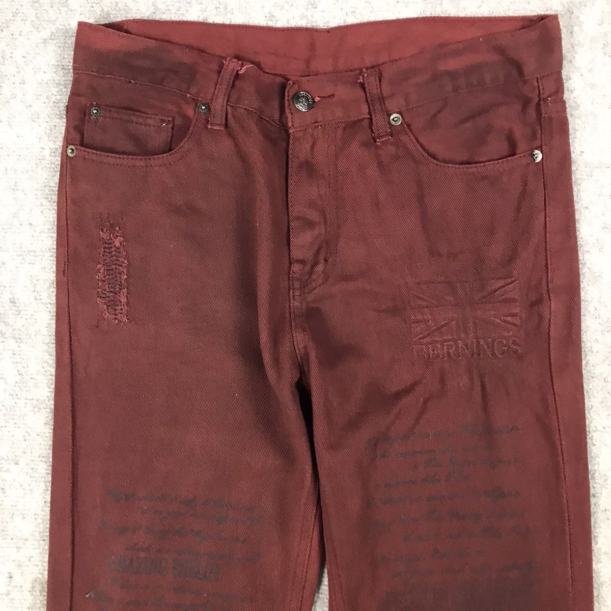 If Six Was Nine × Japanese Brand × Seditionaries BERNINGS SHO DARK RED PUNK PANTS Size US 31 - 6 Thumbnail