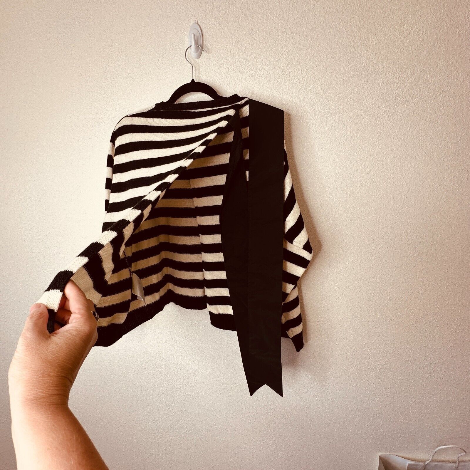 Valentino Valentino Horizontal Stripe Open Back Satin Shoulder Tie Top Size L / US 10 / IT 46 - 10 Thumbnail