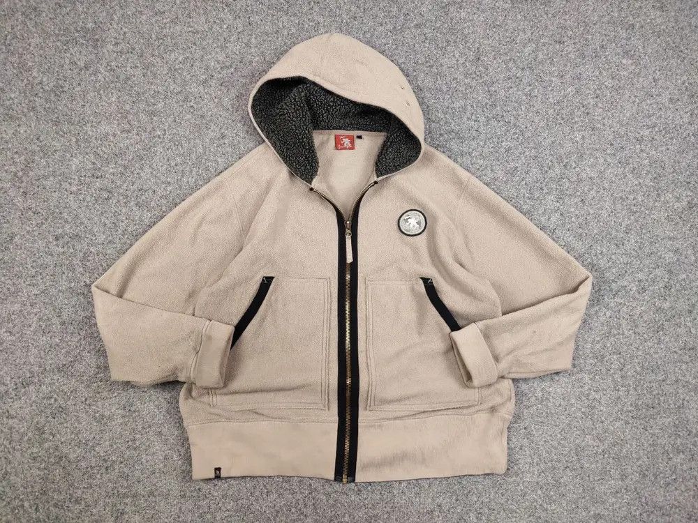 Gotcha Vintage 90's Gotcha Beige Fleece Zip Logo Pocket Hoodie Size US L / EU 52-54 / 3 - 6 Thumbnail