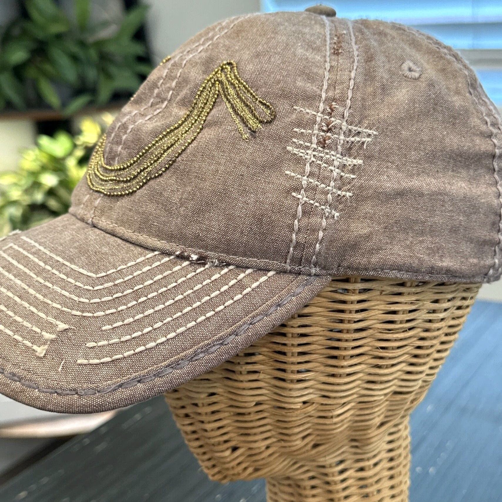 True Religion VINTAGE True Religion Baseball Cap Mens One Size Black Distressed Horseshoe Logo Hat Size ONE SIZE - 5 Thumbnail