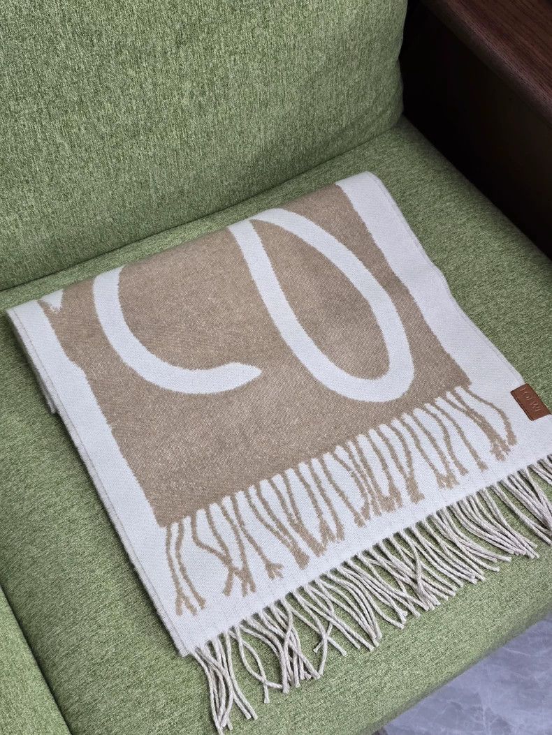 Loewe LOEWE Cashmere scarf beige and camel Size ONE SIZE - 1 Thumbnail