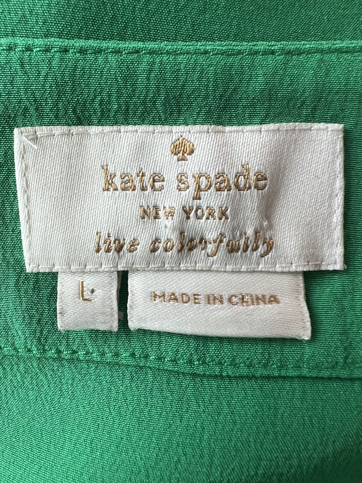 Kate Spade Kate Spade New York 100% Silk Green Blouse | Size L Size L / US 10 / IT 46 - 3 Thumbnail