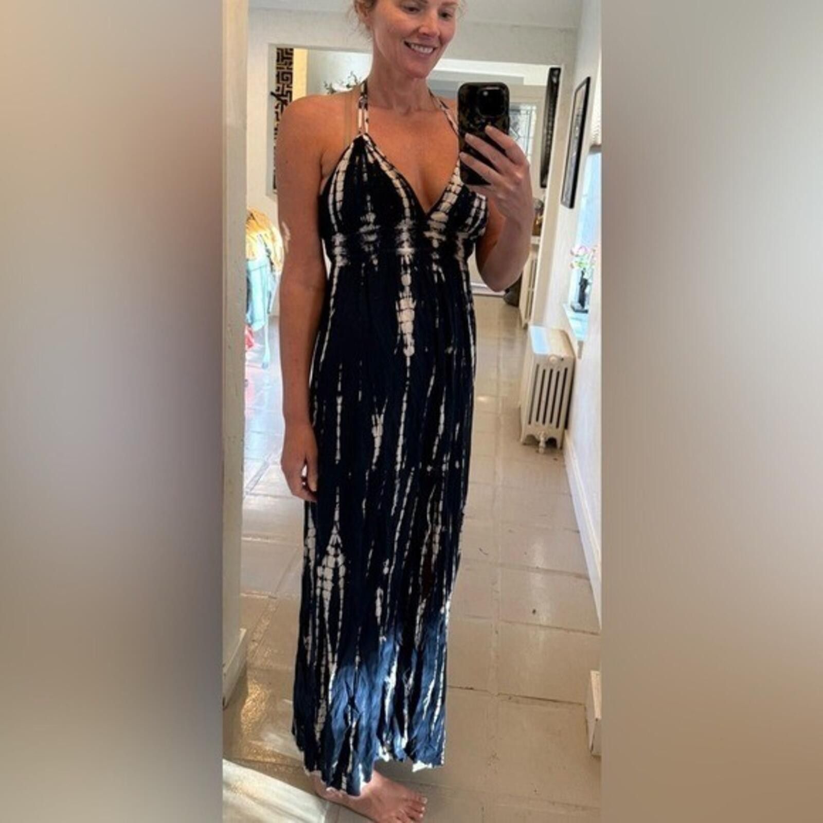 Other SoCal Nectar Clothing Blue White Tie Dye Halter Maxi Dress S Size S / US 4 / IT 40 - 1 Thumbnail