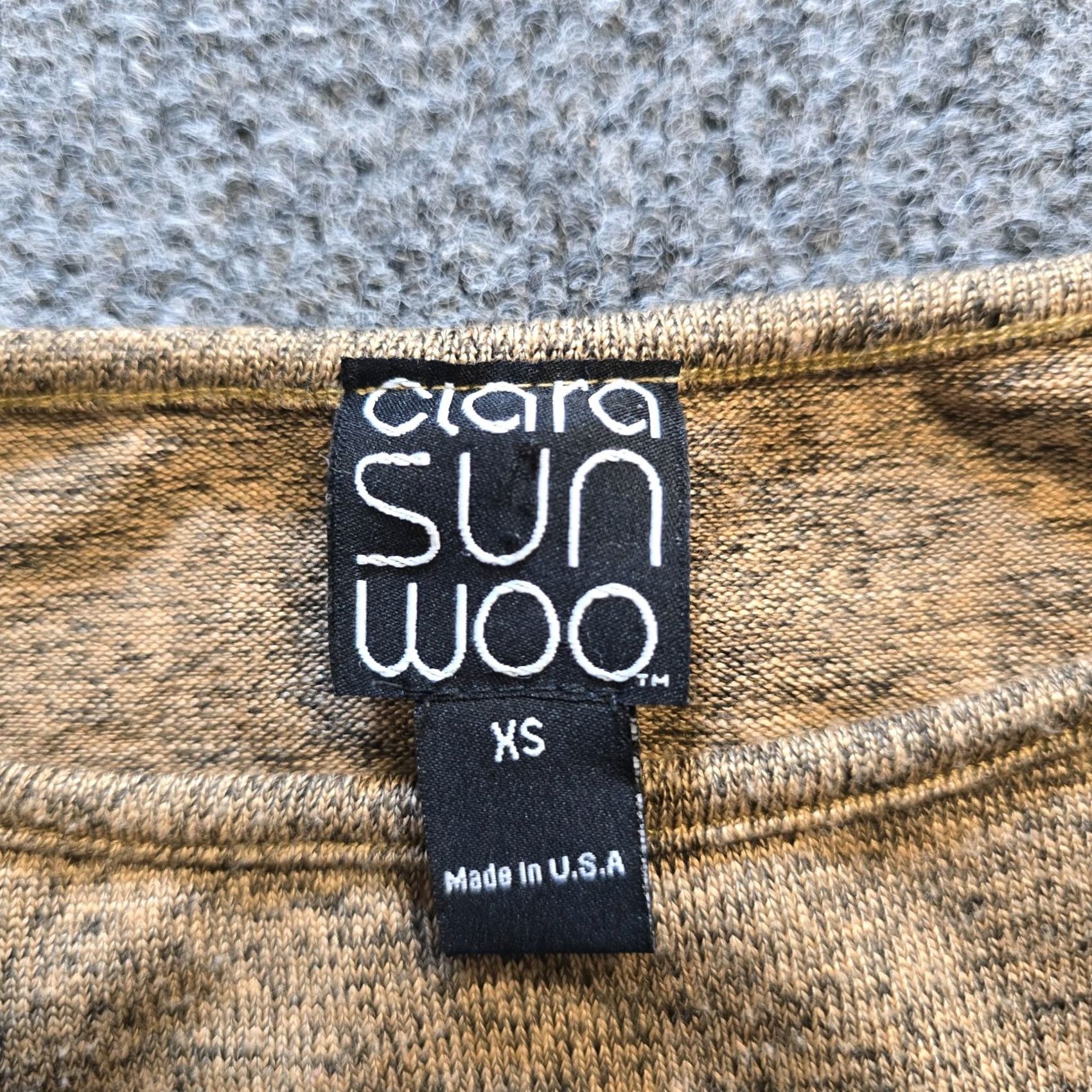 Vintage Clara Sun Woo Top Women XS Brown Ruffle Sleeve Knit Stretch Casual Blouse Shirt Size XS / US 0-2 / IT 36-38 - 4 Thumbnail