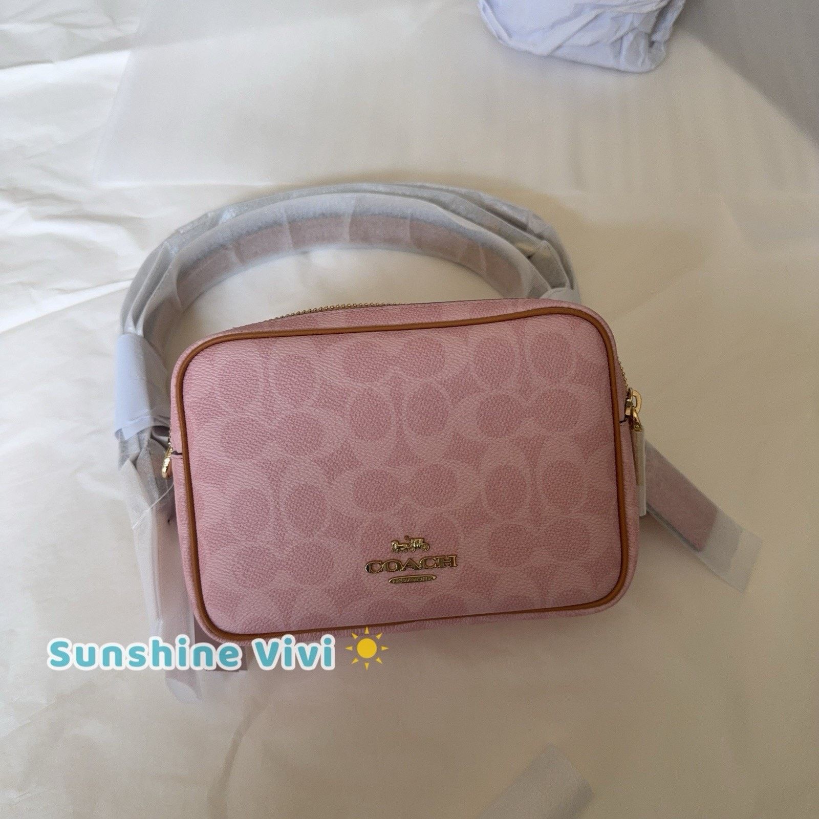 Coach NWT Coach CEK74 Mini Carey Crossbody Bag Charms Powder Pink Size ONE SIZE - 1 Thumbnail