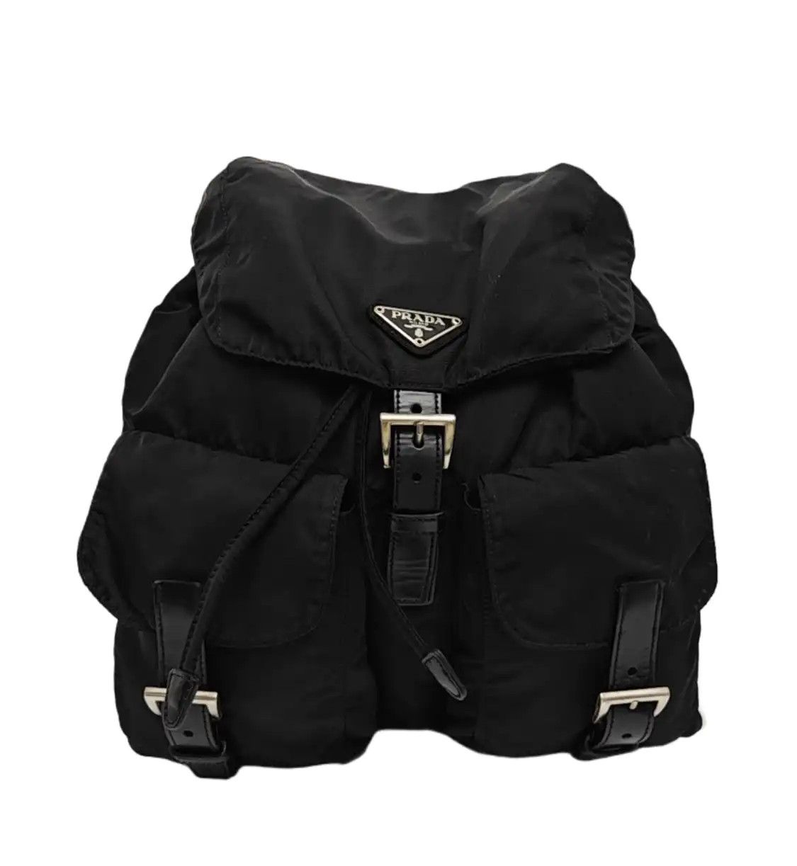Prada PRADA Re-Nylon Medium black nylon logo backpack silver hardware Size ONE SIZE - 1 Thumbnail