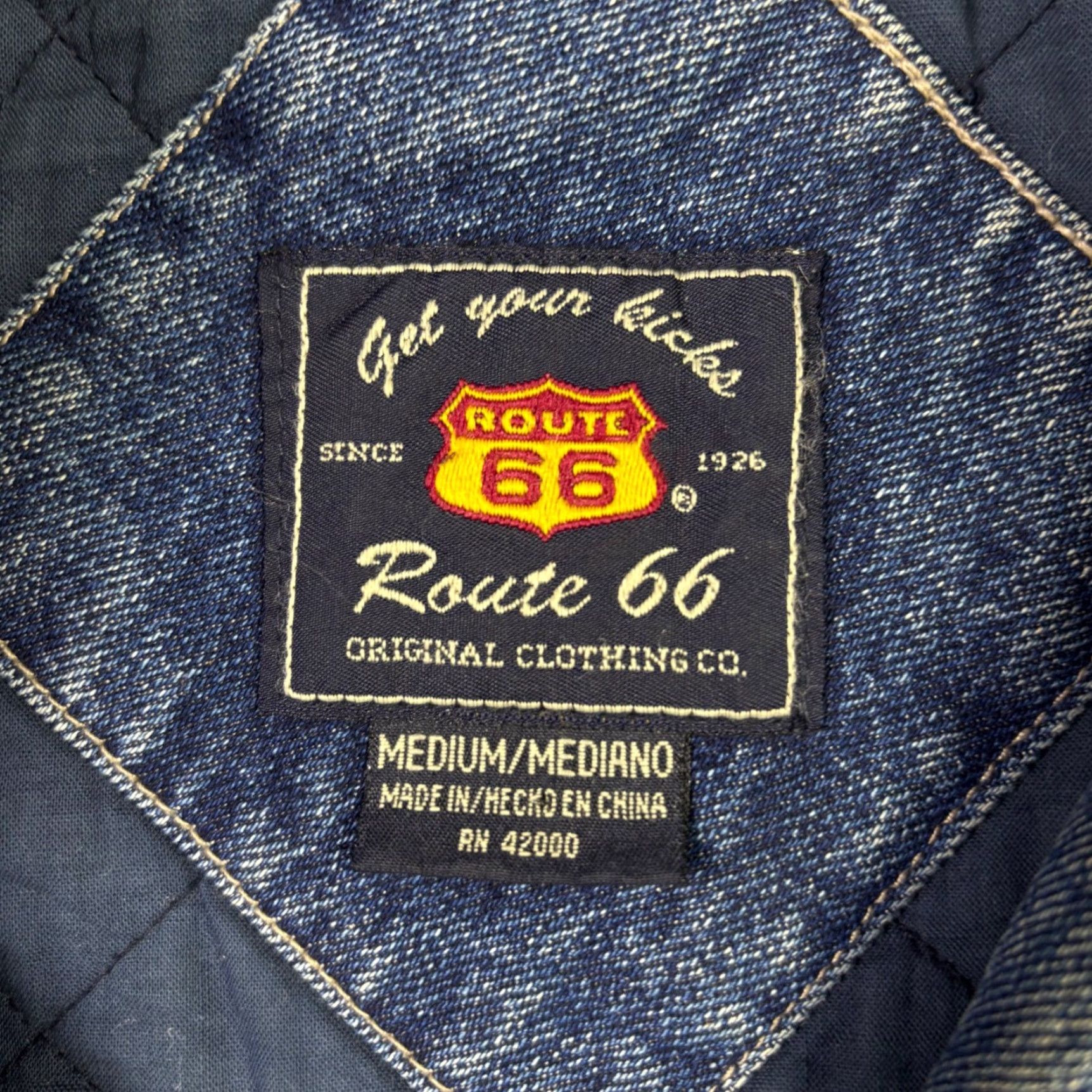 Route 66 VINTAGE Route 66 Mens Denim Varsity Jacket Blue Cream Canvas Snap Front Medium Size US M / EU 48-50 / 2 - 5 Thumbnail
