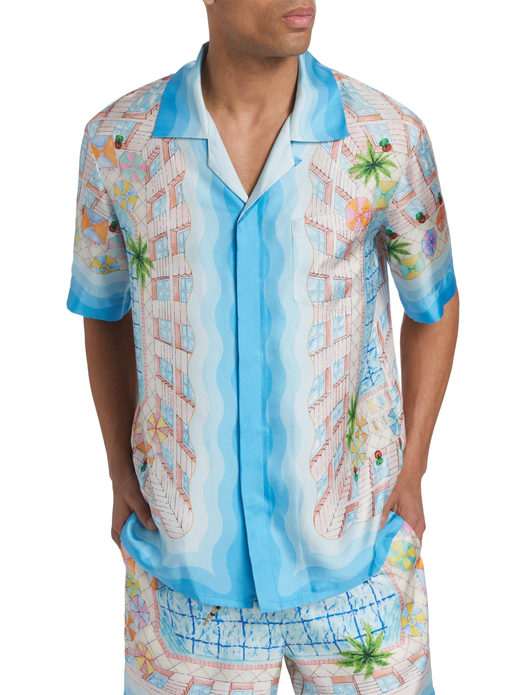 Casablanca os11x0725 The Dive Graphic Silk Camp Shirt in Multicolor Size US M / EU 48-50 / 2 - 2 Thumbnail