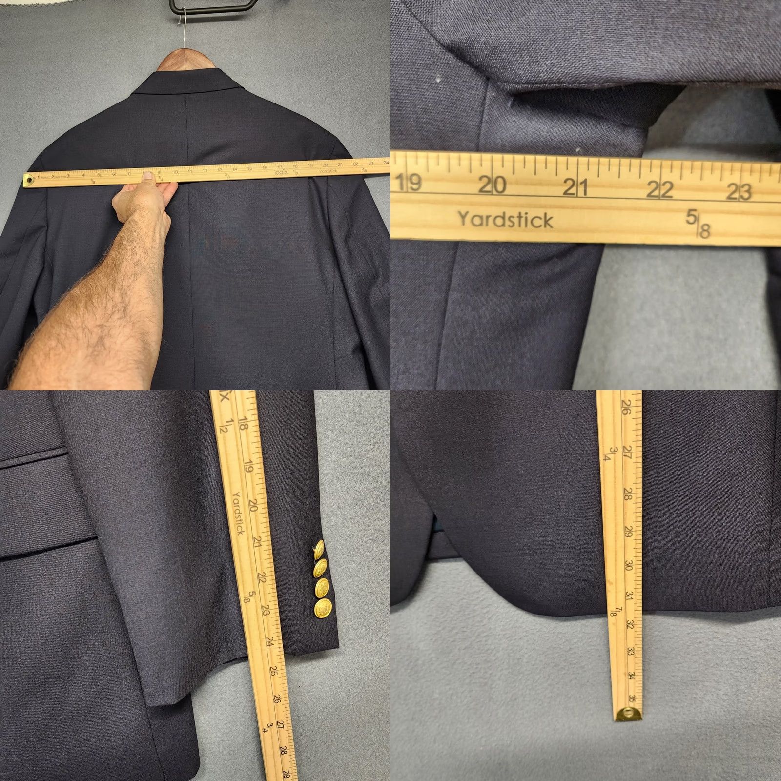 Jos. A. Bank Jos A Bank Blazer Mens 42R Navy Blue Gold Button Traditional Fit Sport Coat Wool Size 42R - 8 Thumbnail
